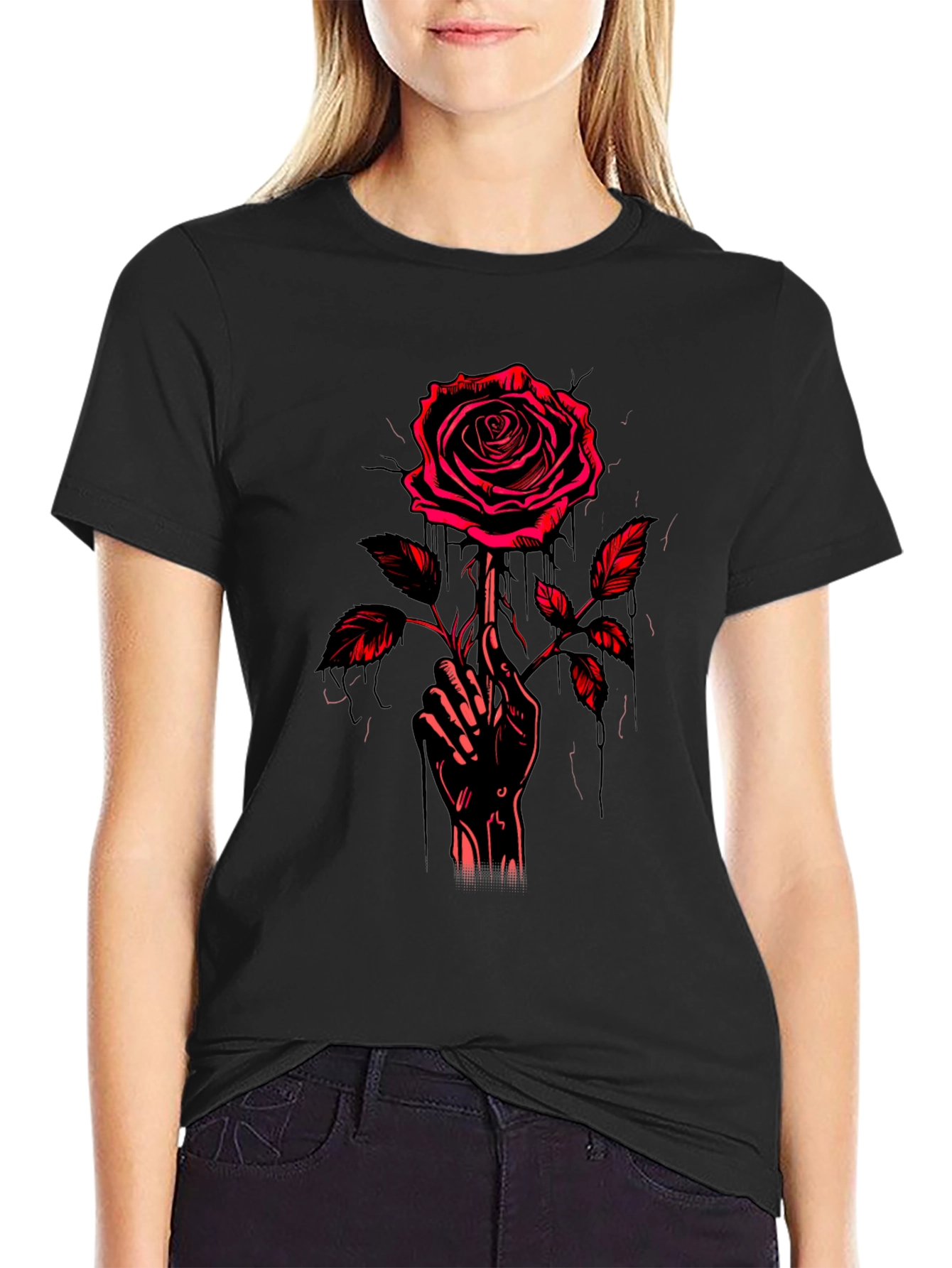 Rose Hand Graphic T-Shirt