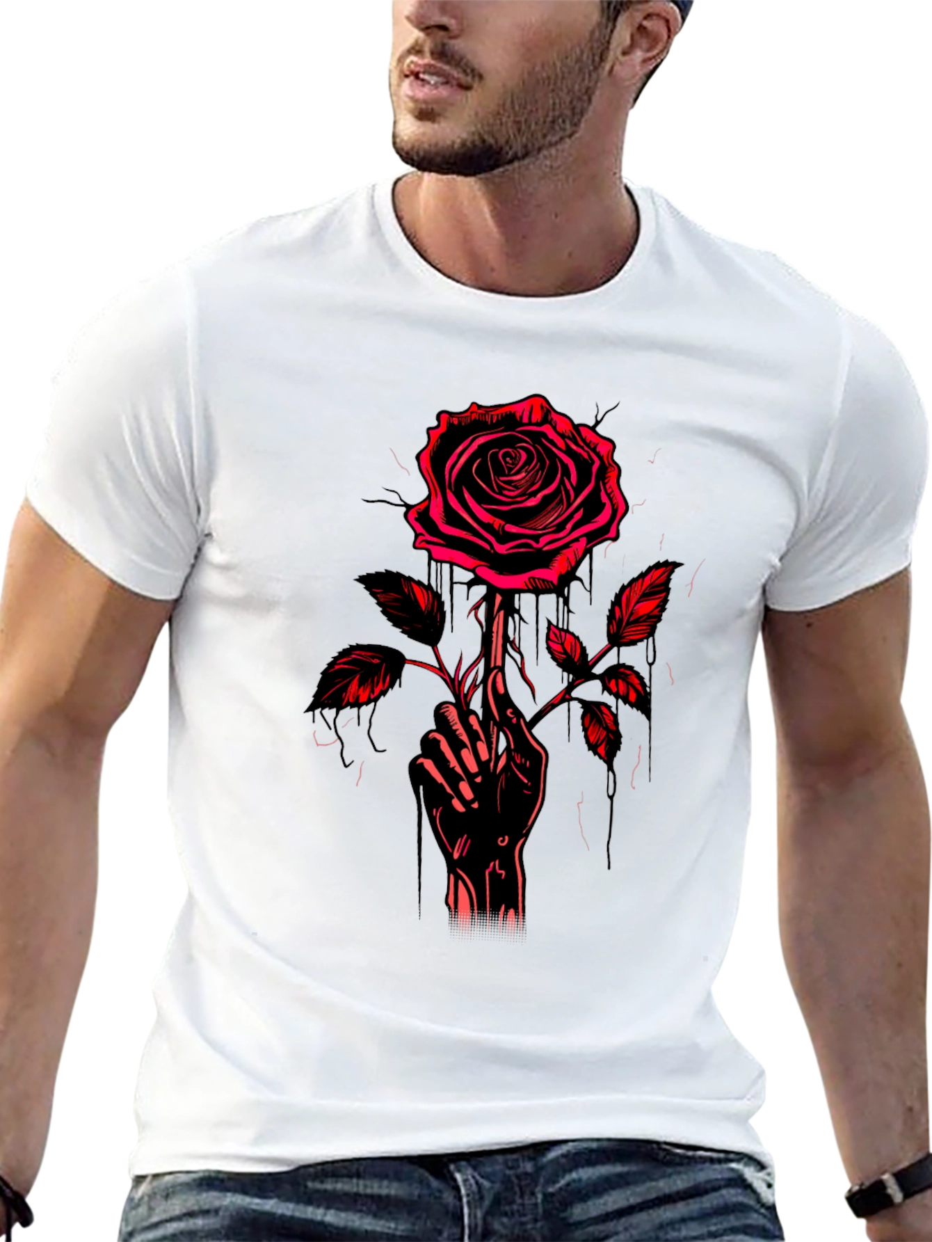 Rose Hand Graphic T-Shirt