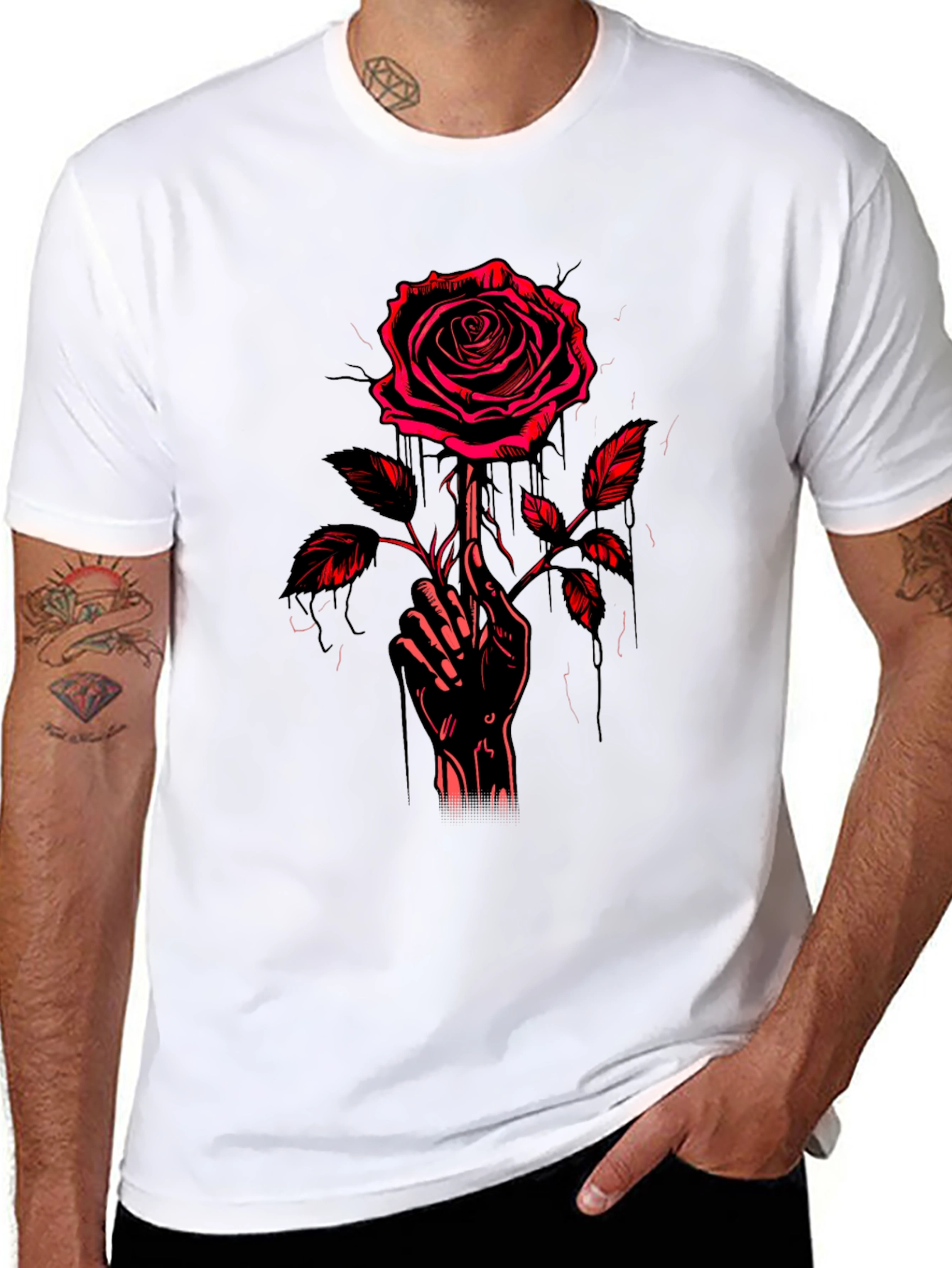 Rose Hand Graphic T-Shirt