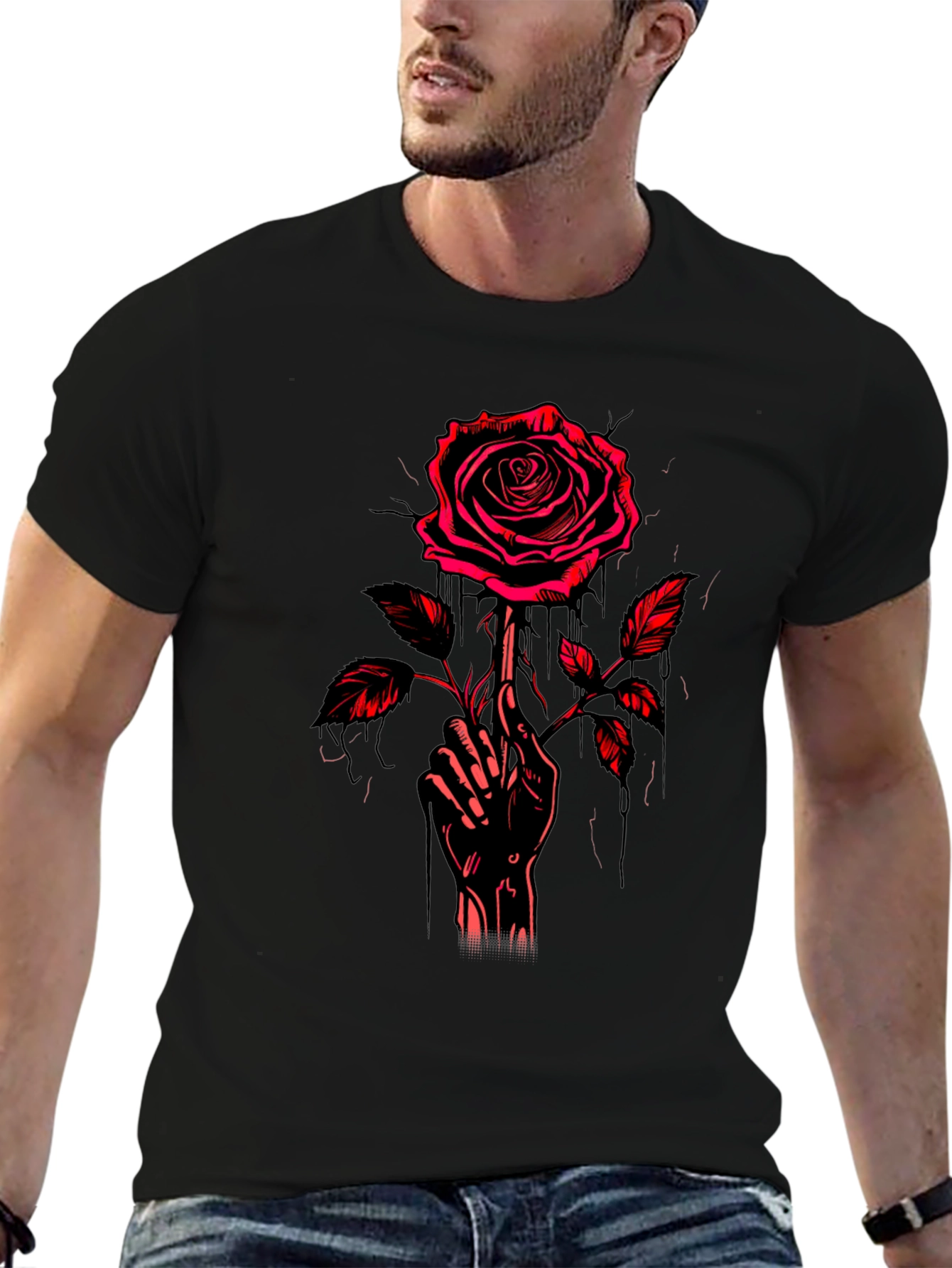 Rose Hand Graphic T-Shirt