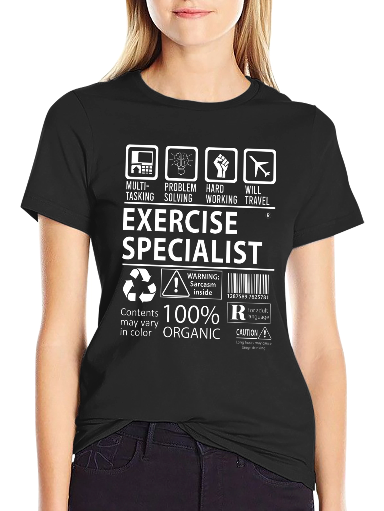 Exercise Specialist 100% Organic Black T-Shirt