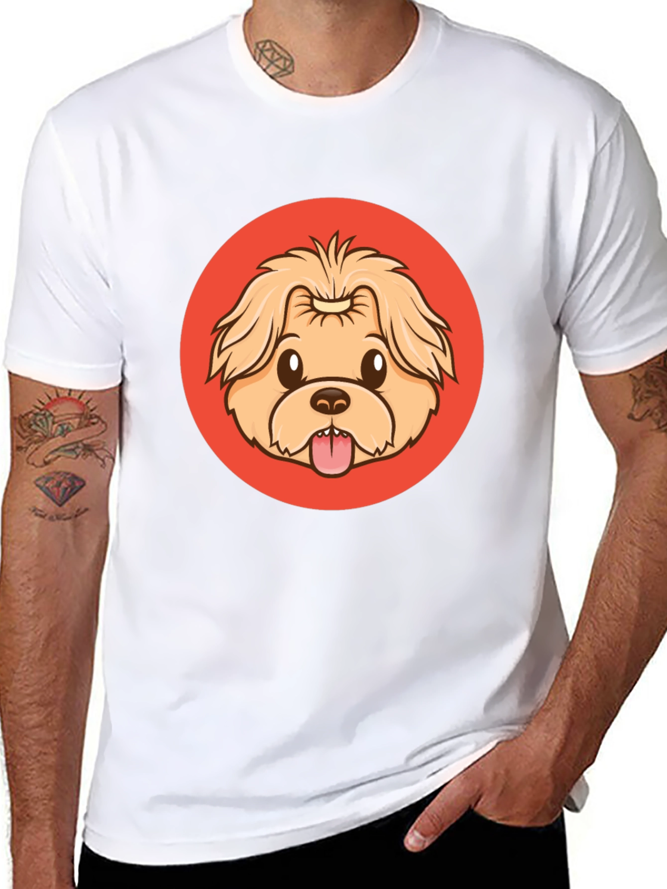Cute Dog Cartoon Graphic Black T-Shirt