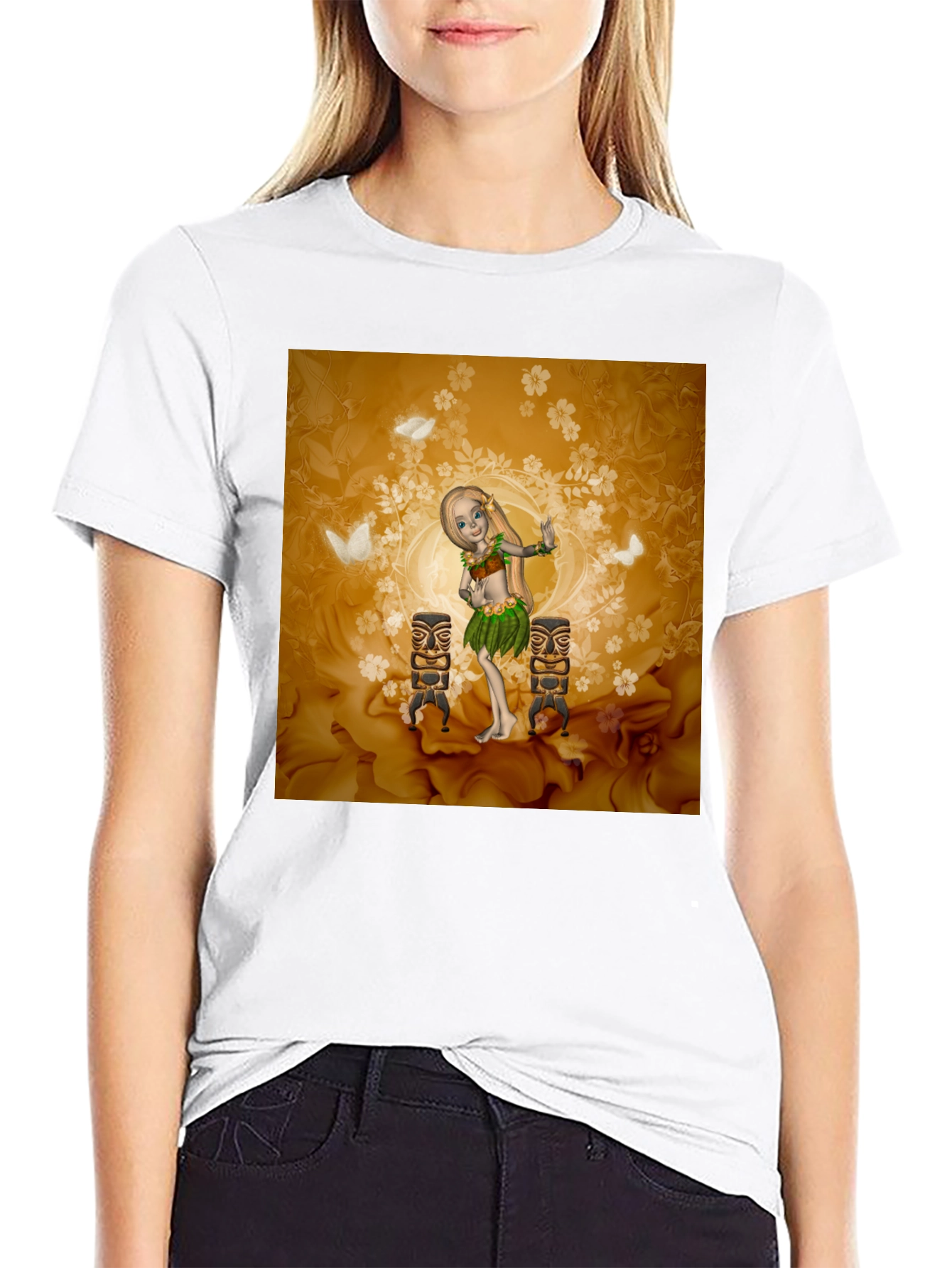 Tropical Hula Dancer Graphic Tee