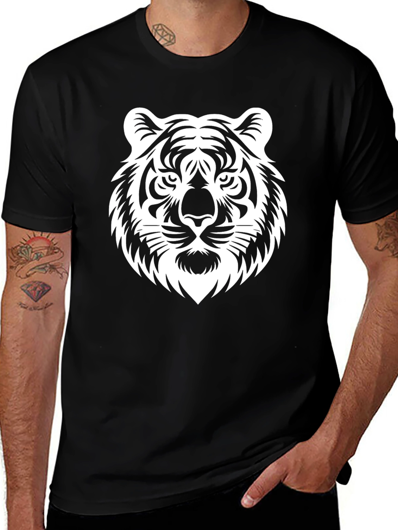 Tiger Graphic Black T-Shirt Bold Animal Print