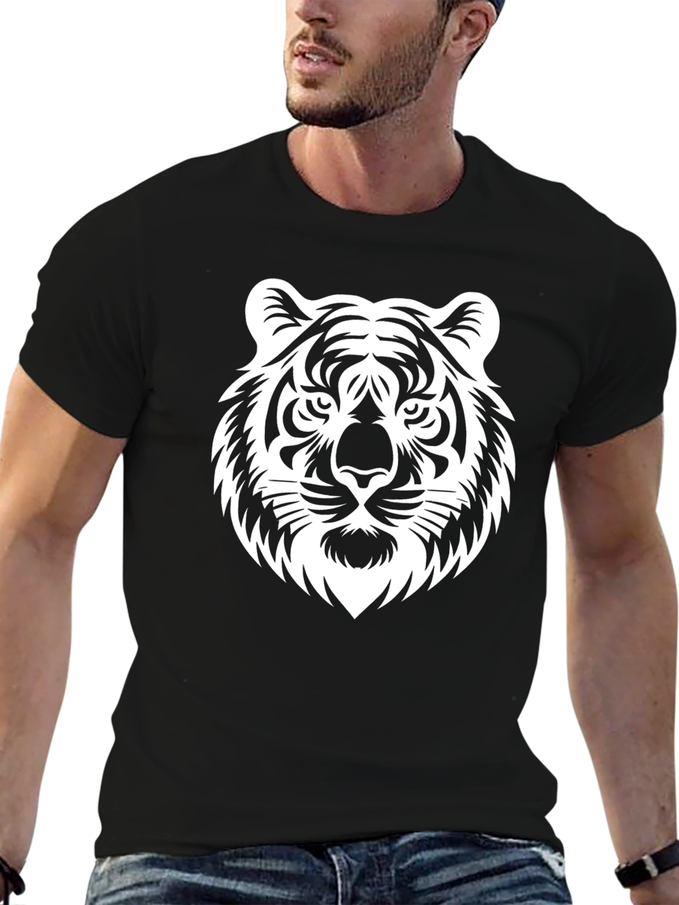 Tiger Graphic Black T-Shirt Bold Animal Print