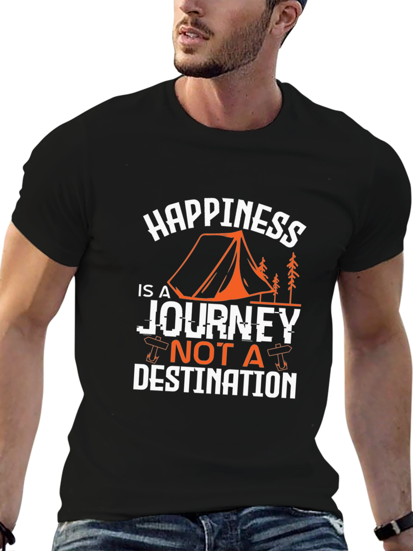 Happiness is a Journey Graphic Tee - Black