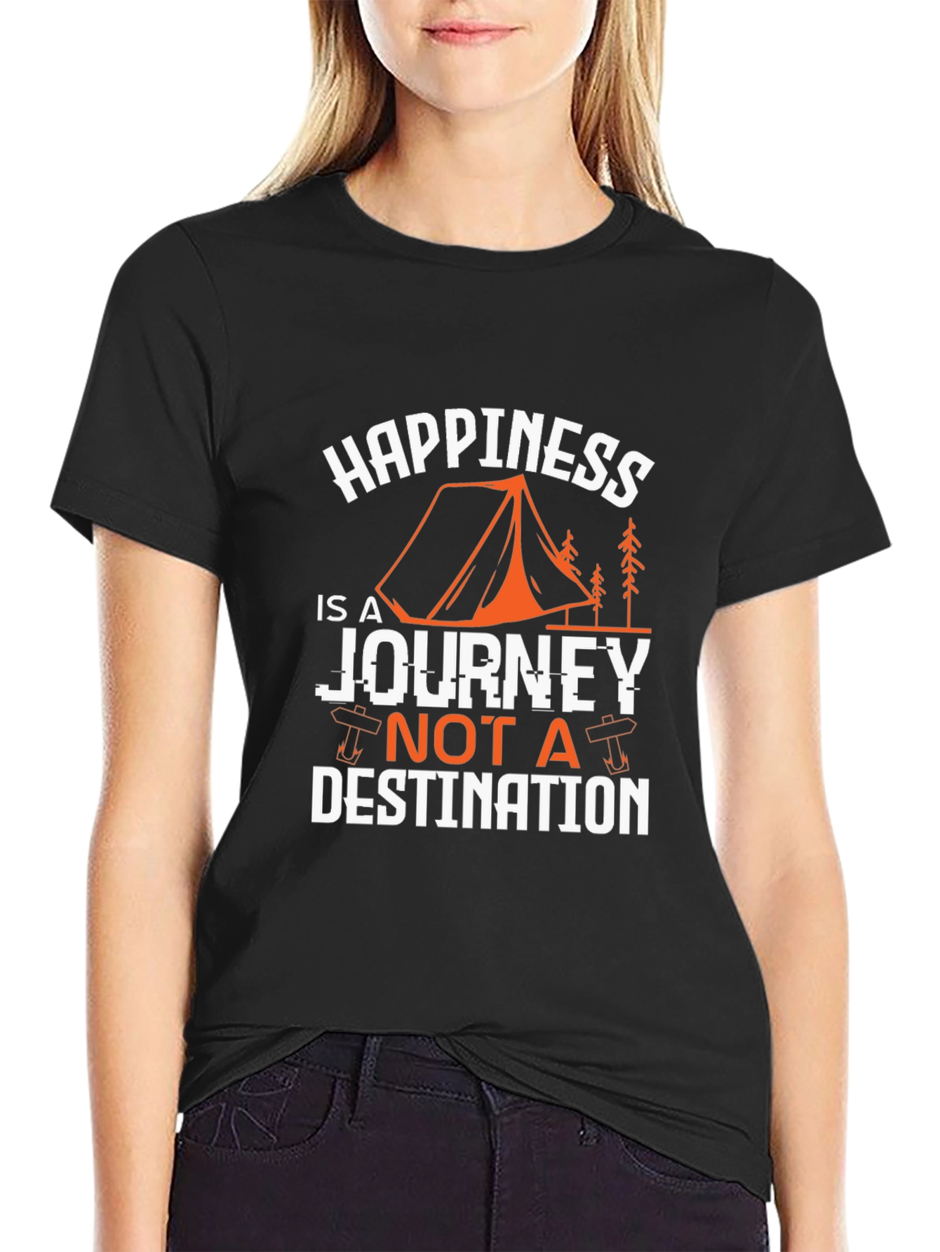 Happiness is a Journey Graphic Tee - Black