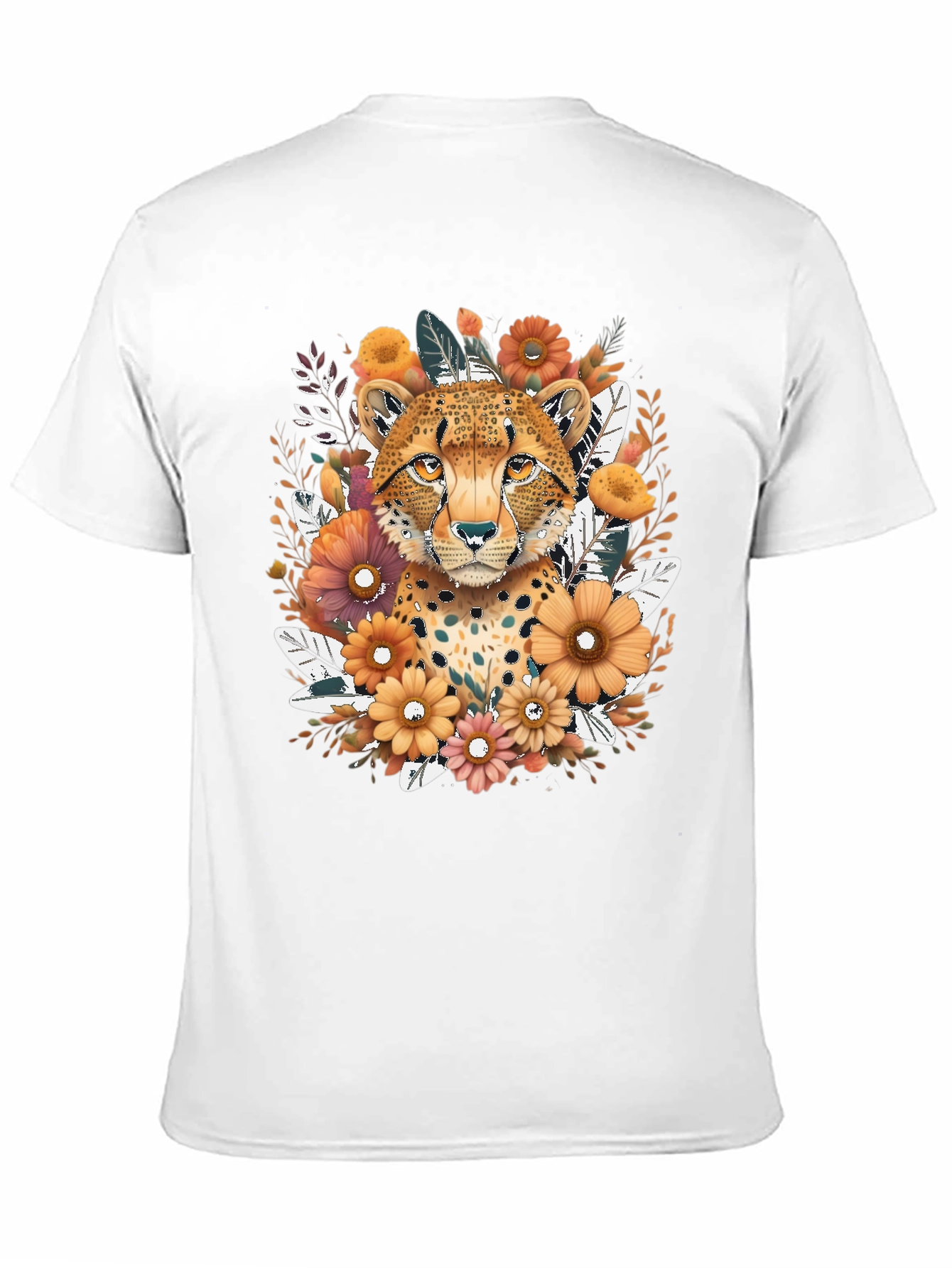 Cheetah Floral Graphic Tee - Black