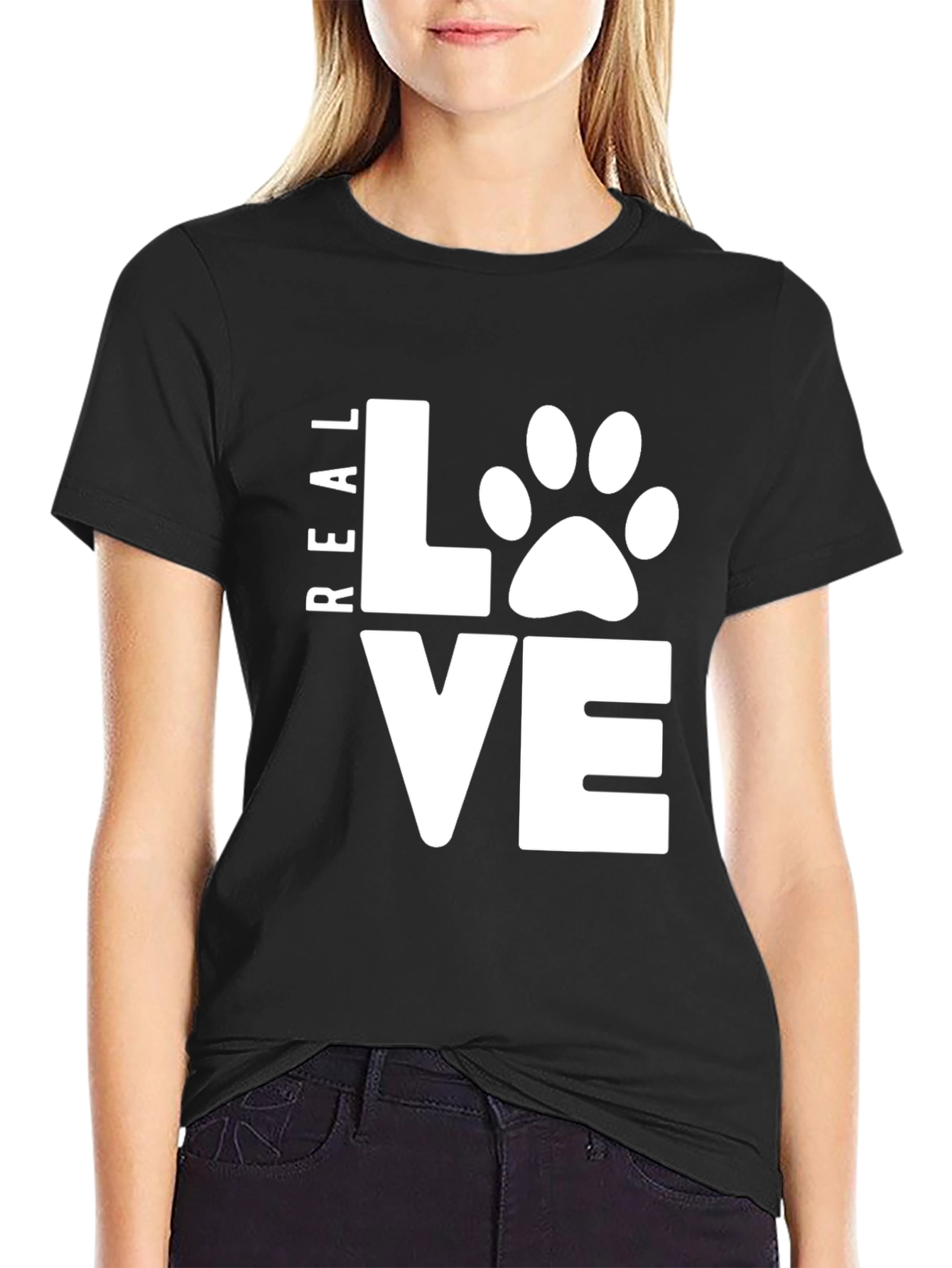 Real Love Dog Paw T-Shirt - Mens Black Tee