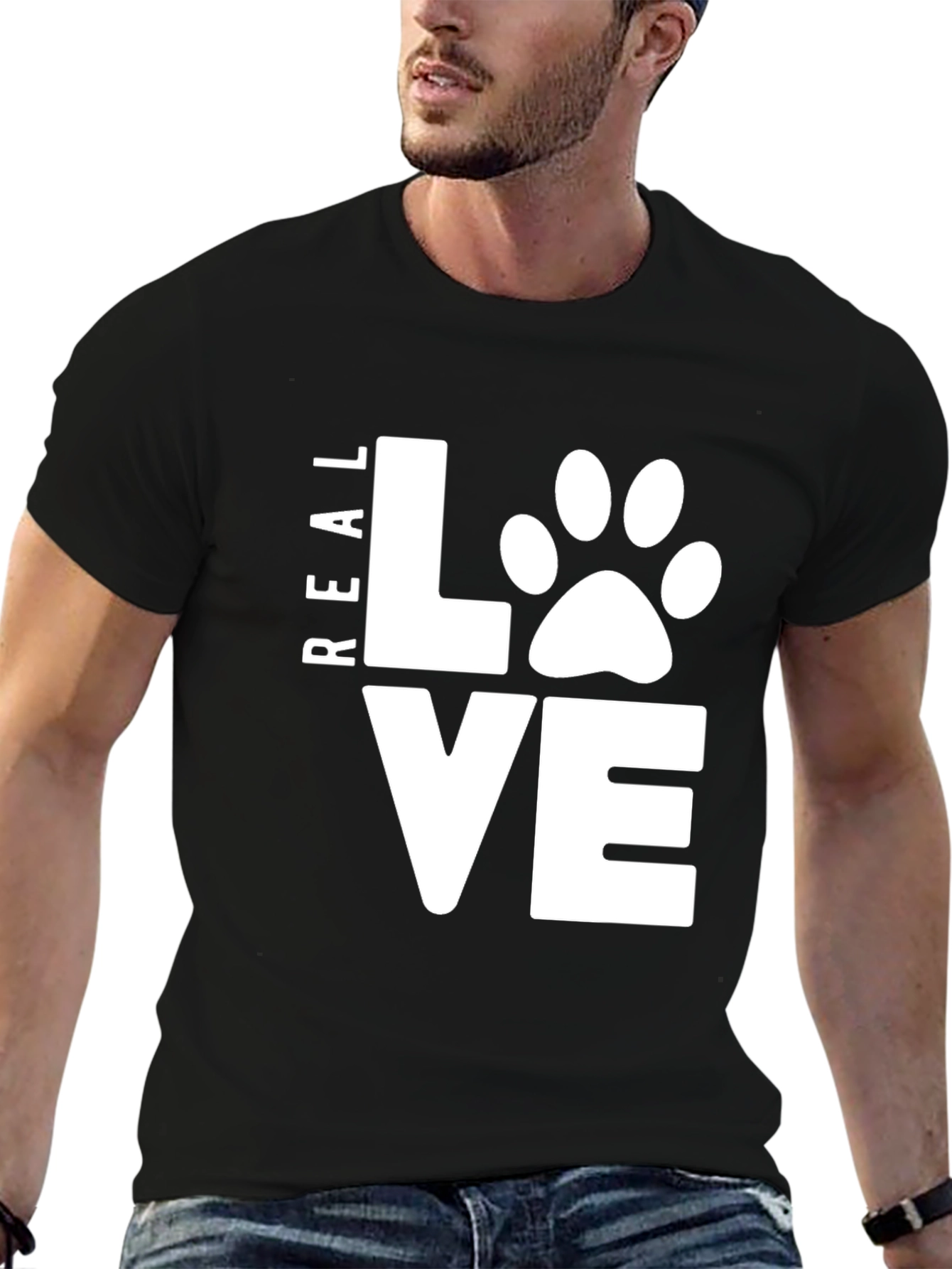 Real Love Dog Paw T-Shirt - Mens Black Tee