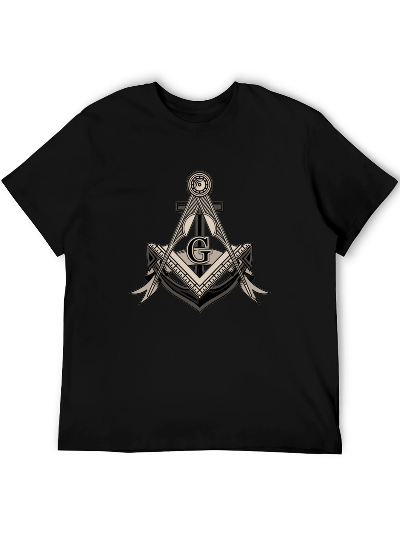Masonic Compass & Square G Black T-Shirt