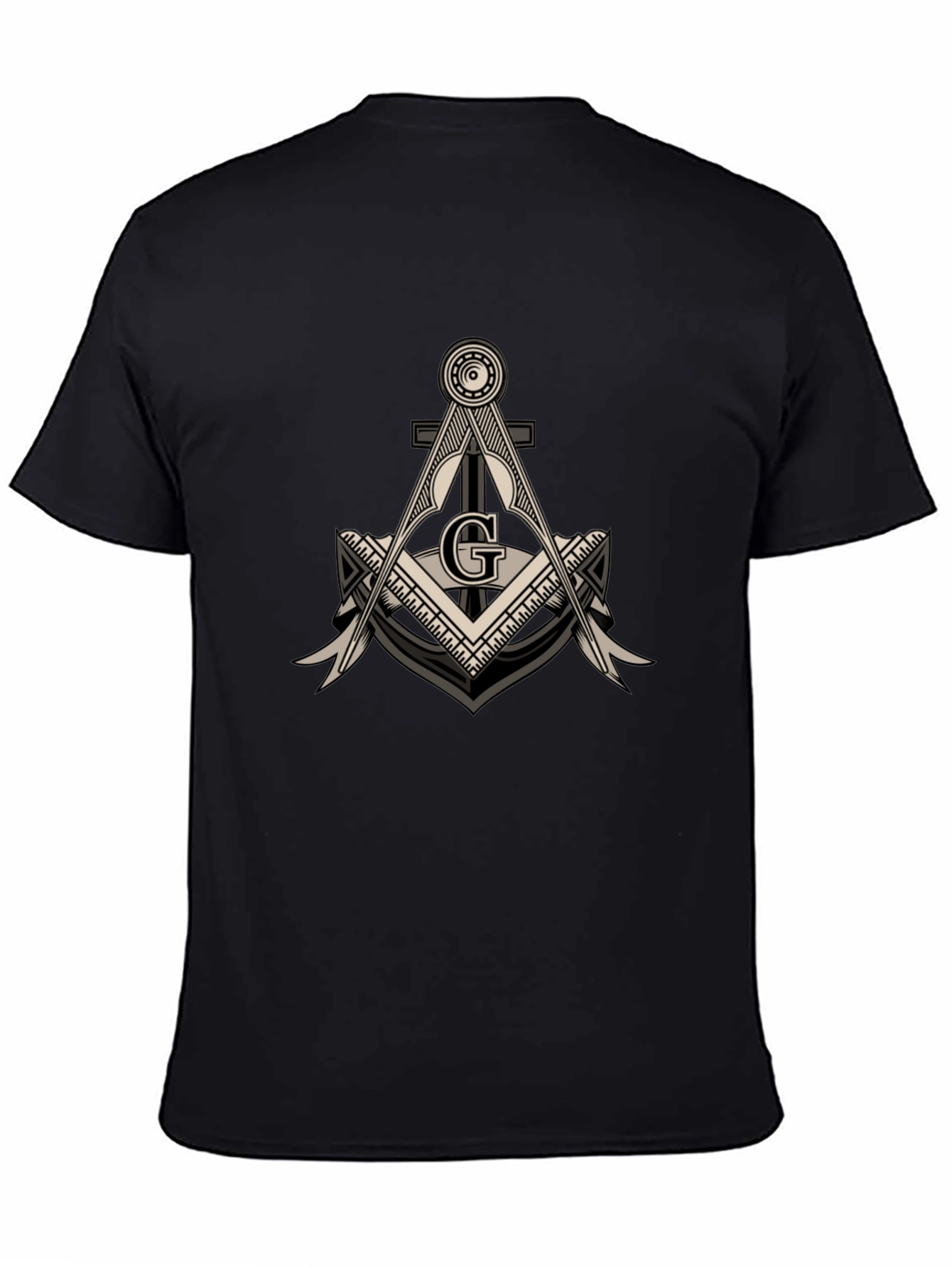 Masonic Compass & Square G Black T-Shirt