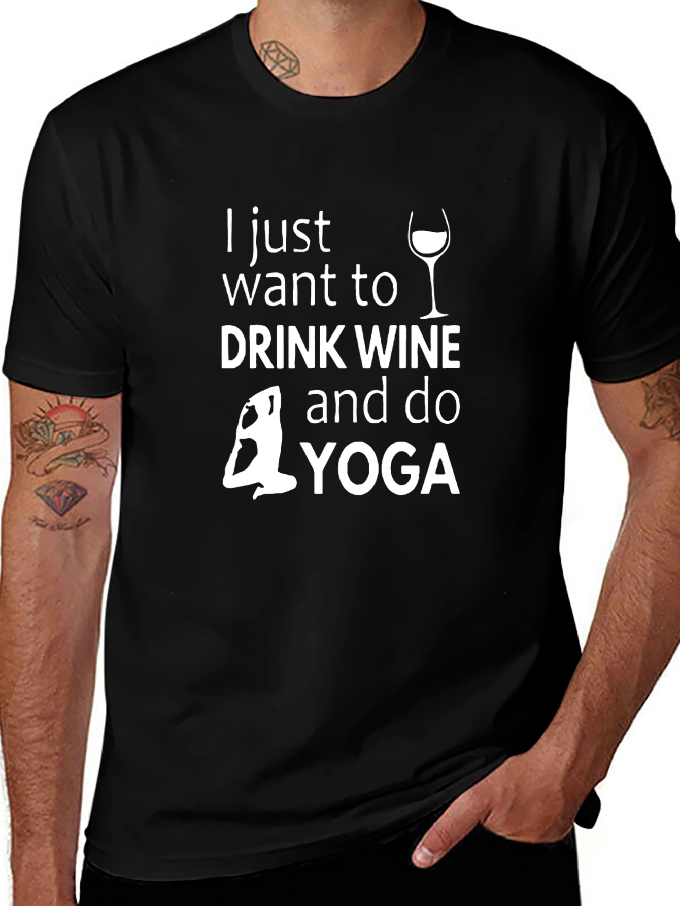 Drink Wine Do Yoga Graphic Tee - Relaxed Fit