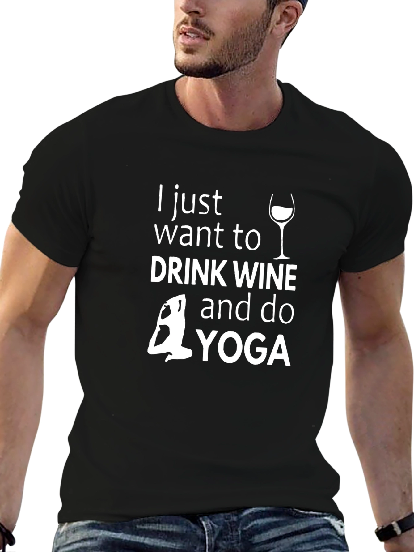Drink Wine Do Yoga Graphic Tee - Relaxed Fit
