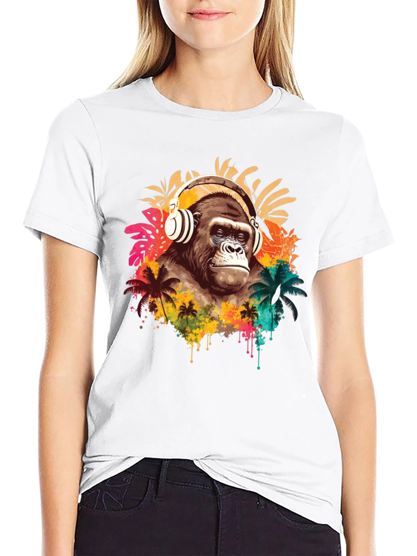 Gorilla Headphones Graphic T-Shirt