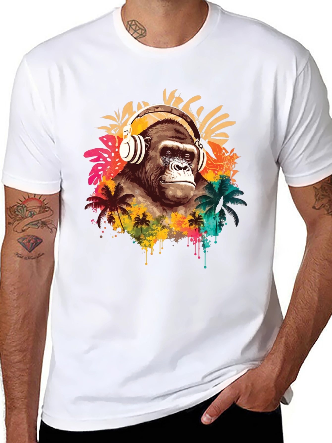 Gorilla Headphones Graphic T-Shirt
