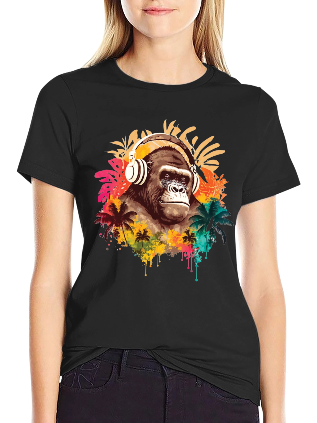 Gorilla Headphones Graphic T-Shirt