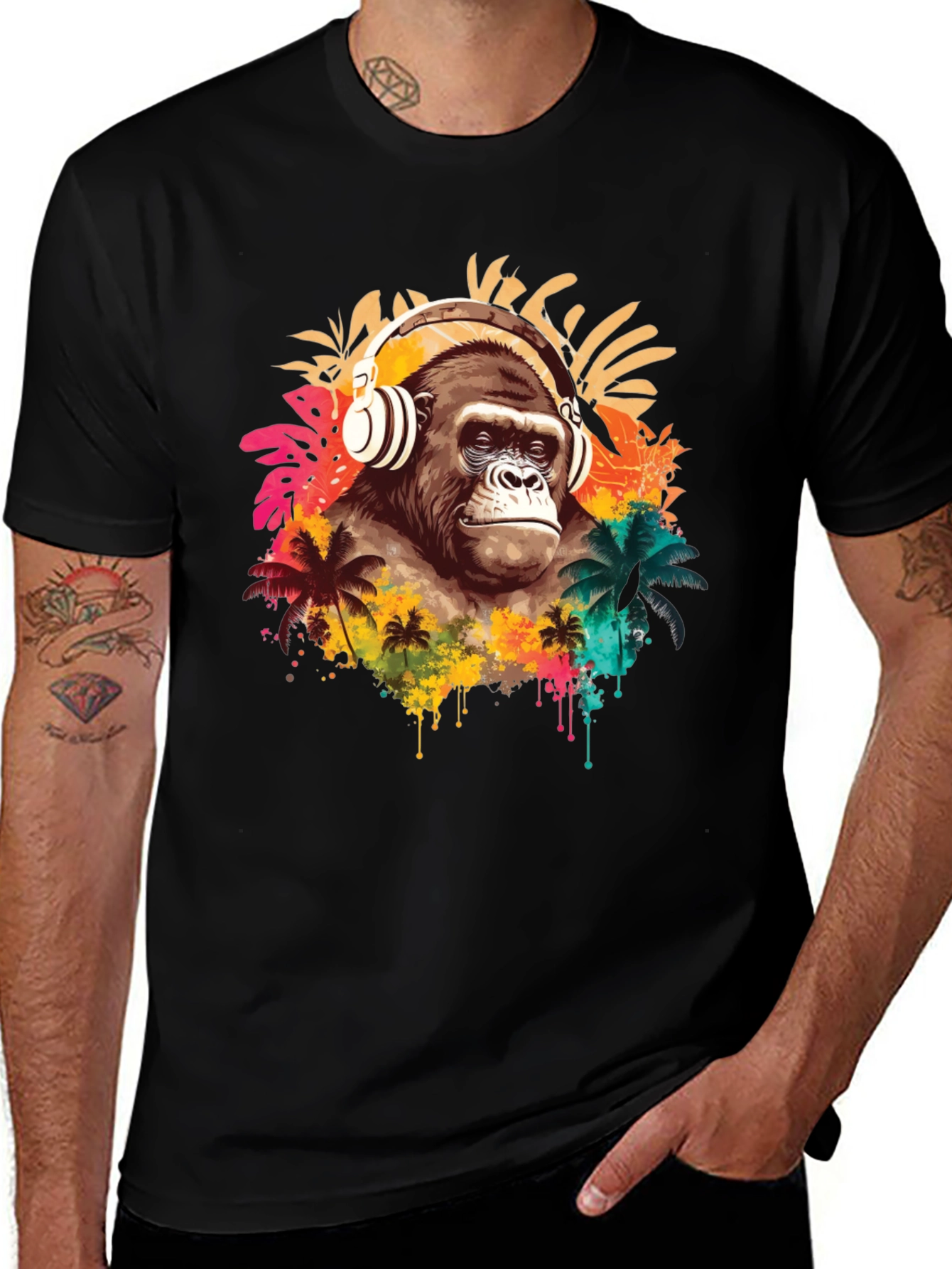 Gorilla Headphones Graphic T-Shirt