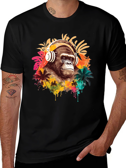 Gorilla Headphones Graphic T-Shirt