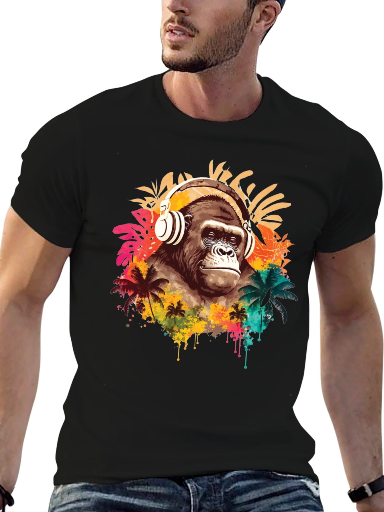 Gorilla Headphones Graphic T-Shirt