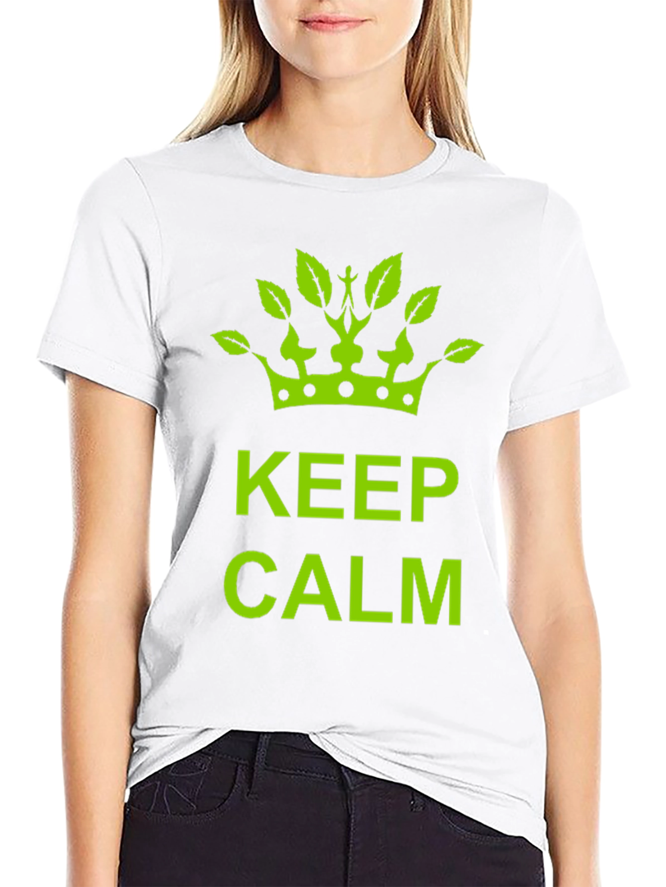 Keep Calm Green Crown Black T-Shirt