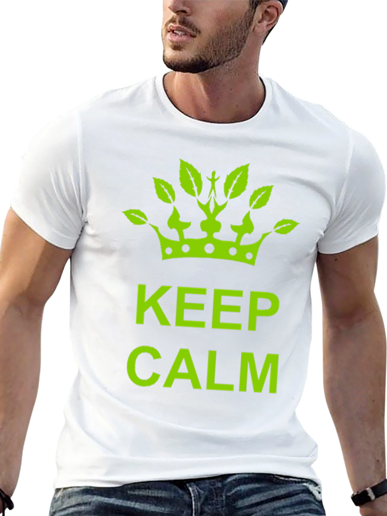 Keep Calm Green Crown Black T-Shirt