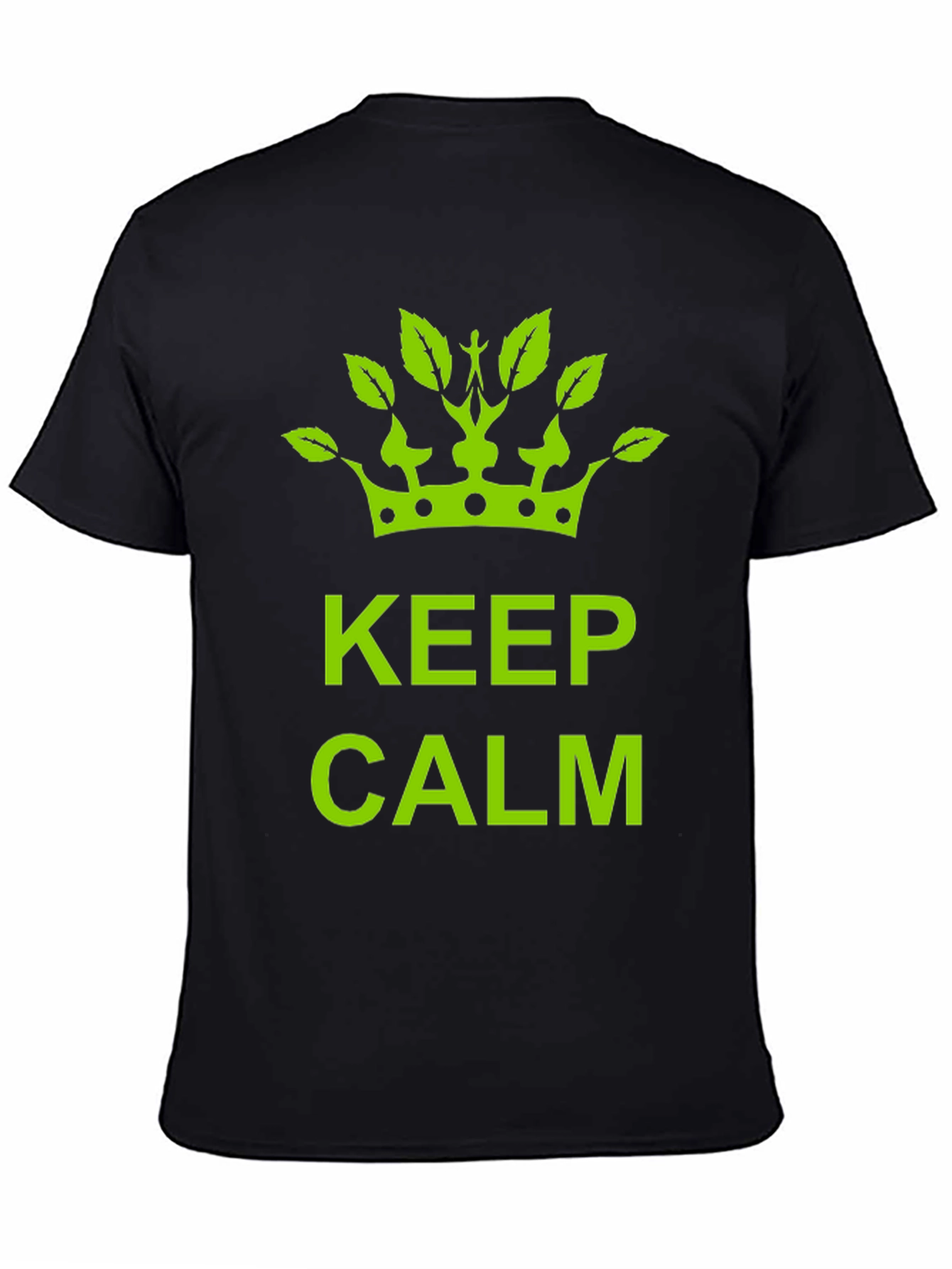 Keep Calm Green Crown Black T-Shirt