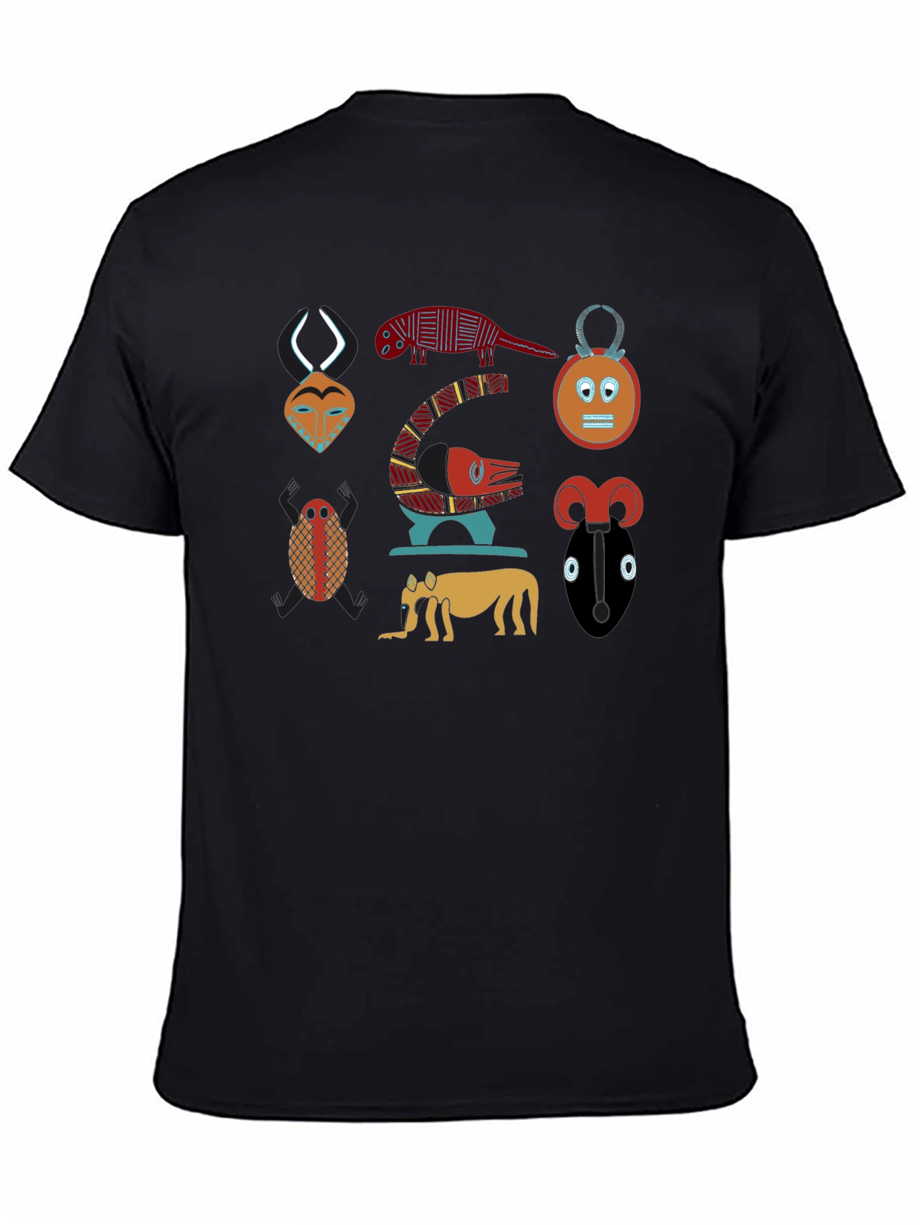 Tribal Art Print Black T-Shirt