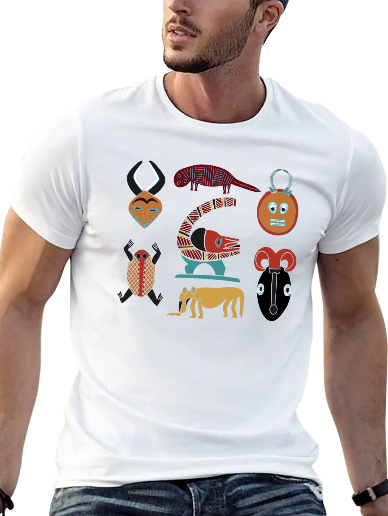 Tribal Art Print Black T-Shirt