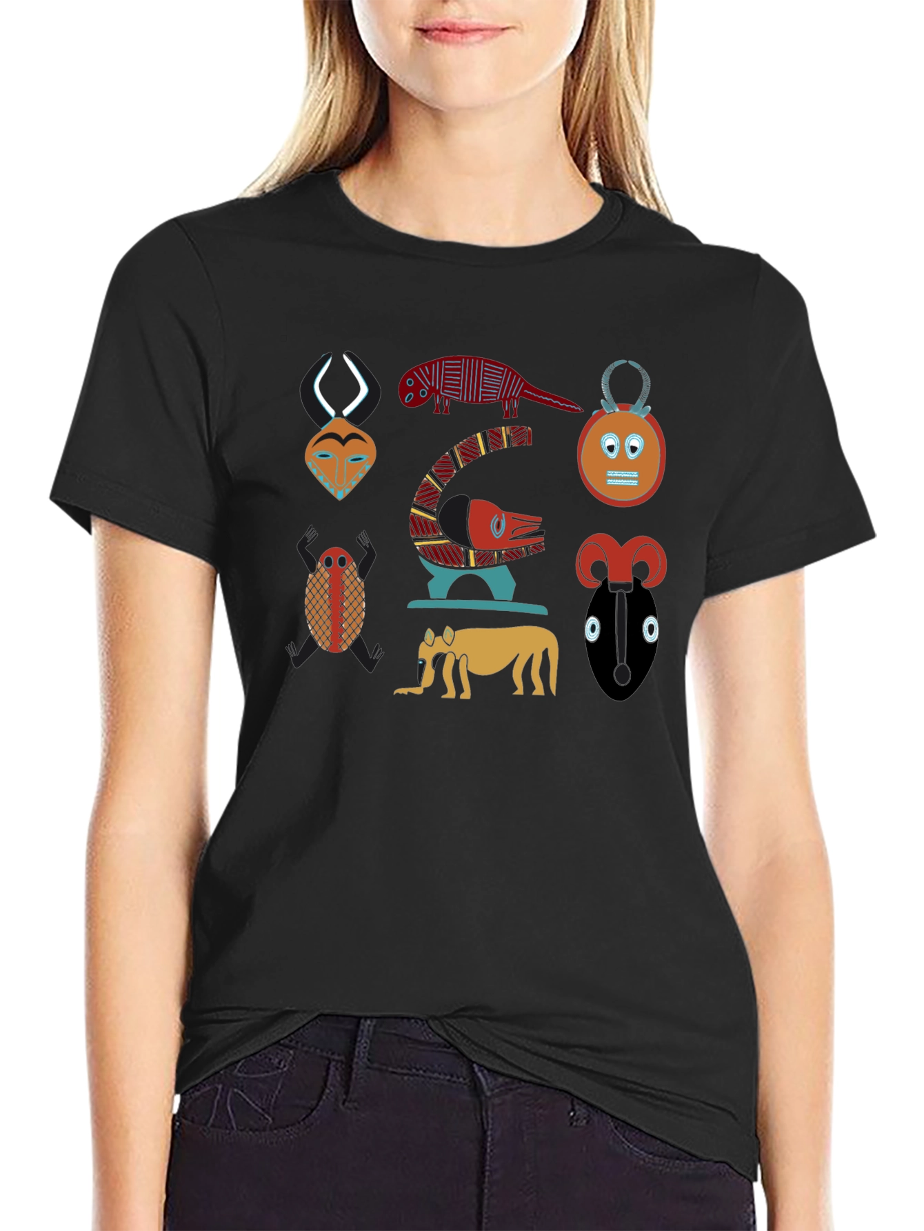 Tribal Art Print Black T-Shirt