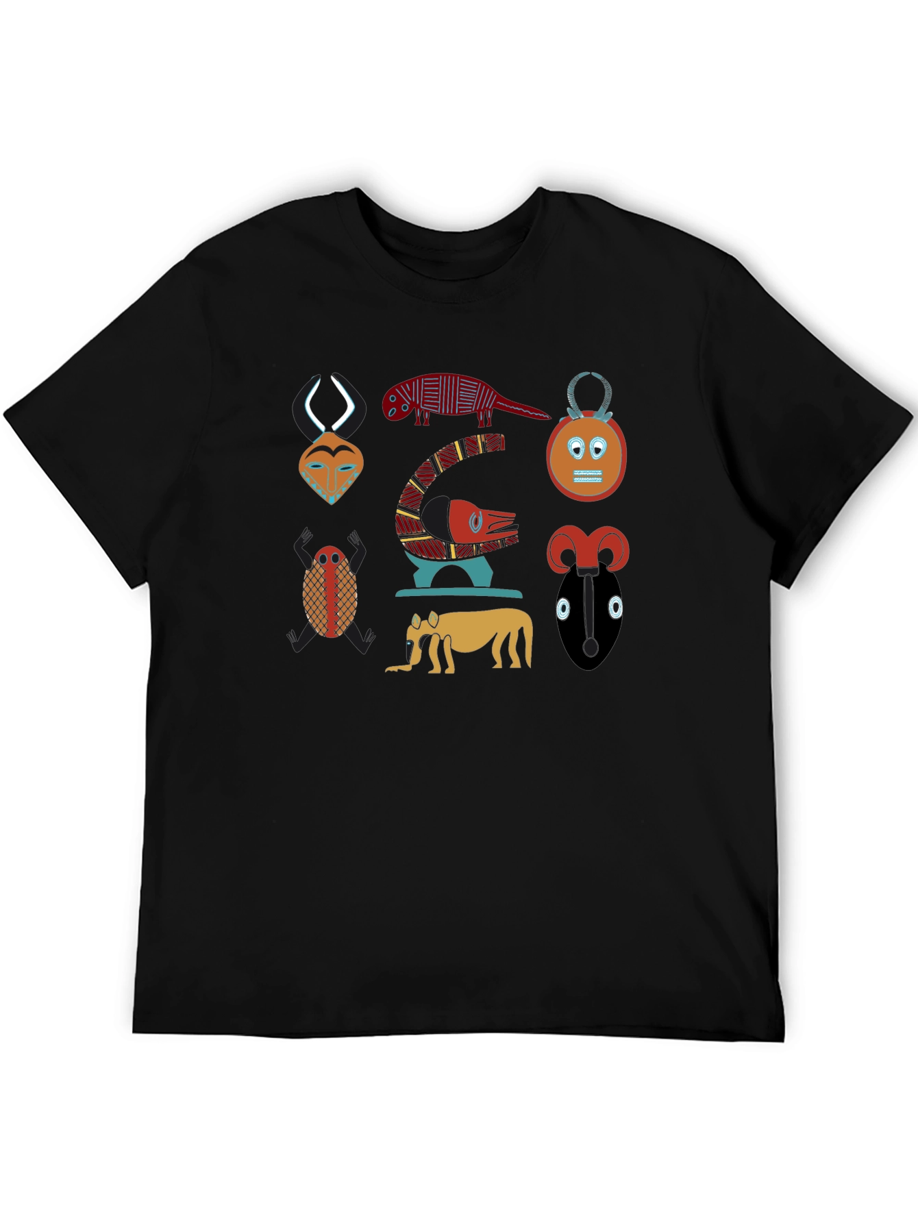 Tribal Art Print Black T-Shirt