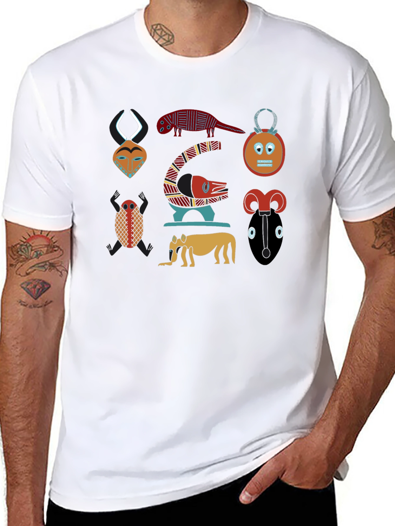 Tribal Art Print Black T-Shirt