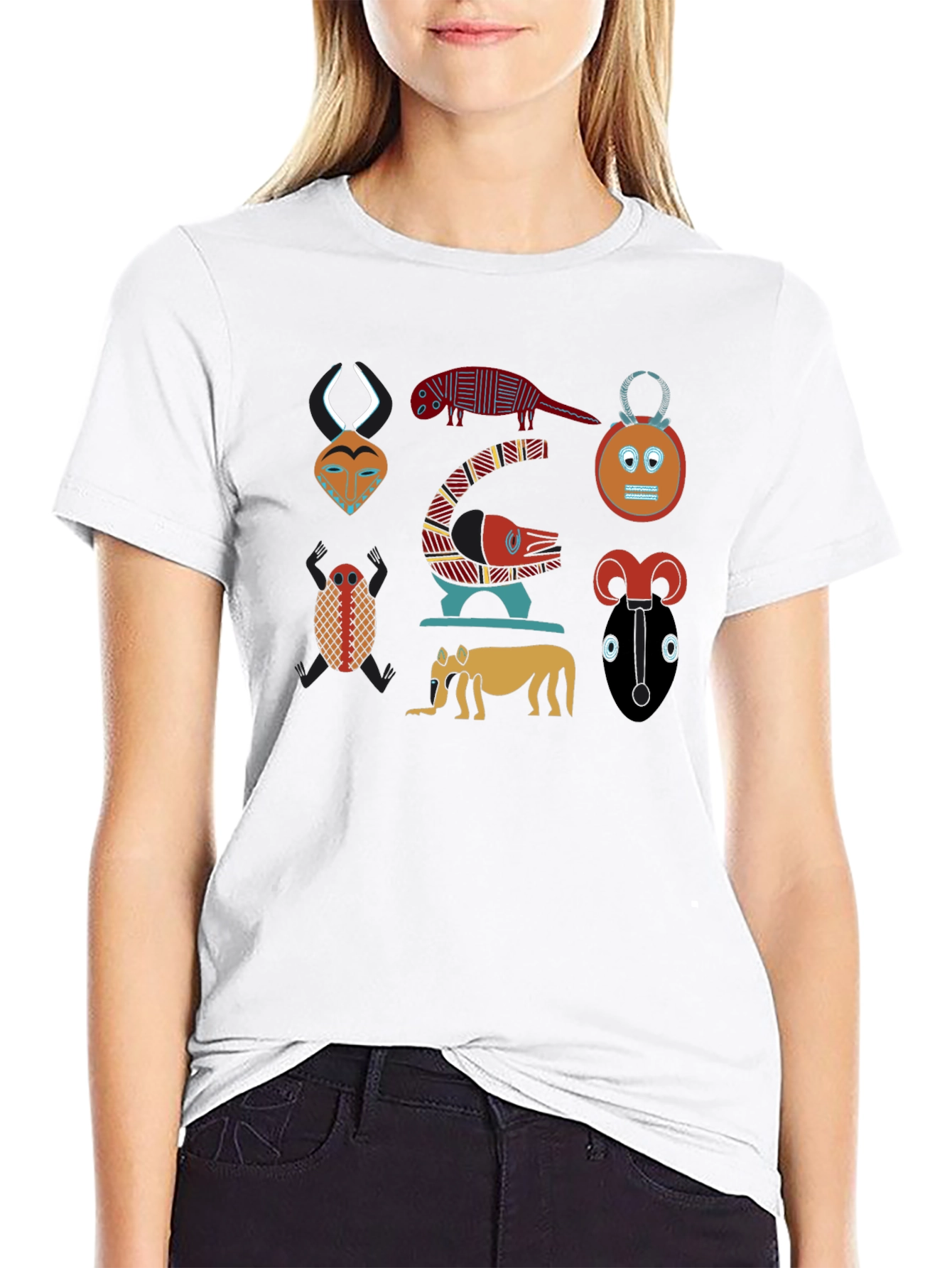Tribal Art Print Black T-Shirt
