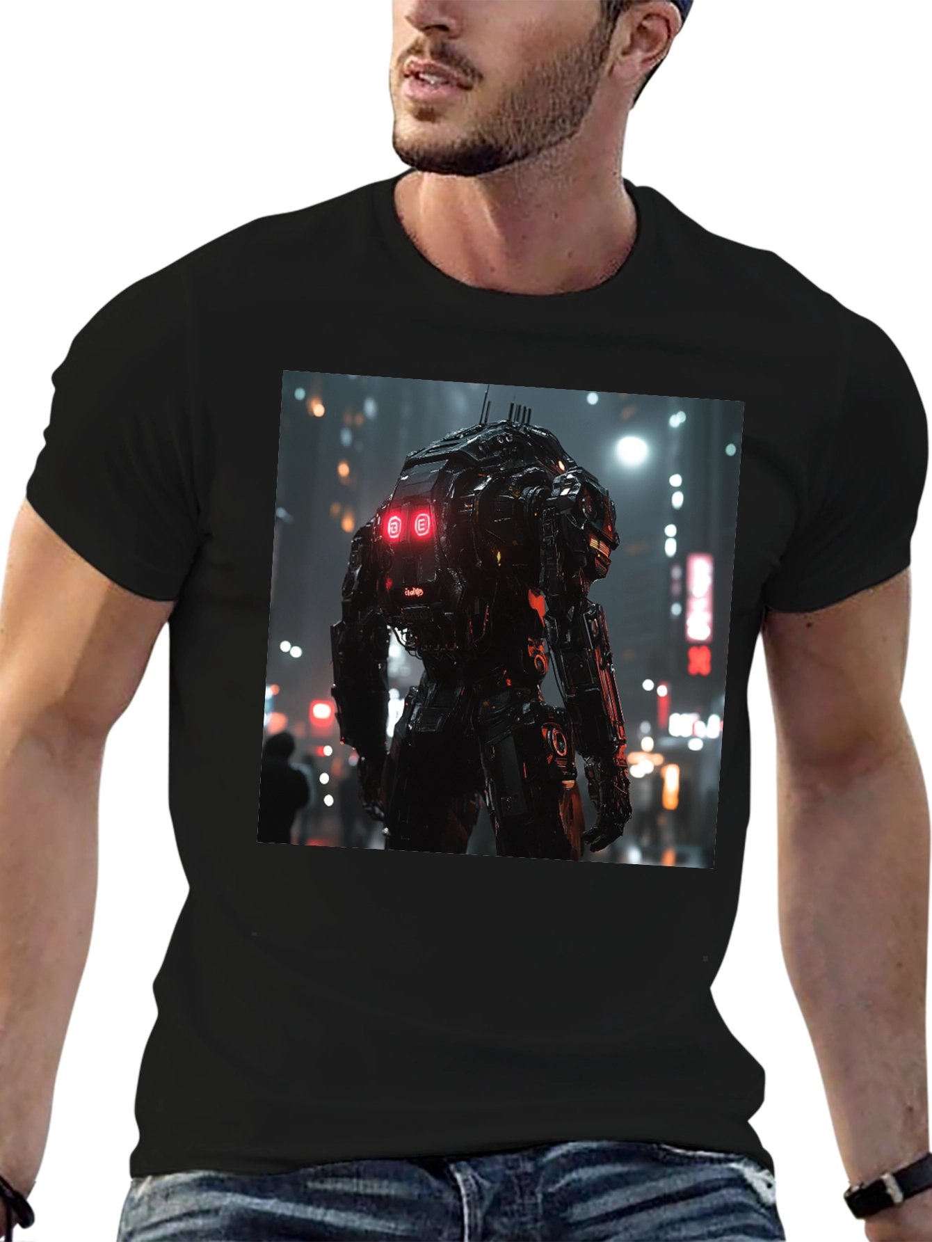 Sci-Fi Robot Cityscape Graphic Tee