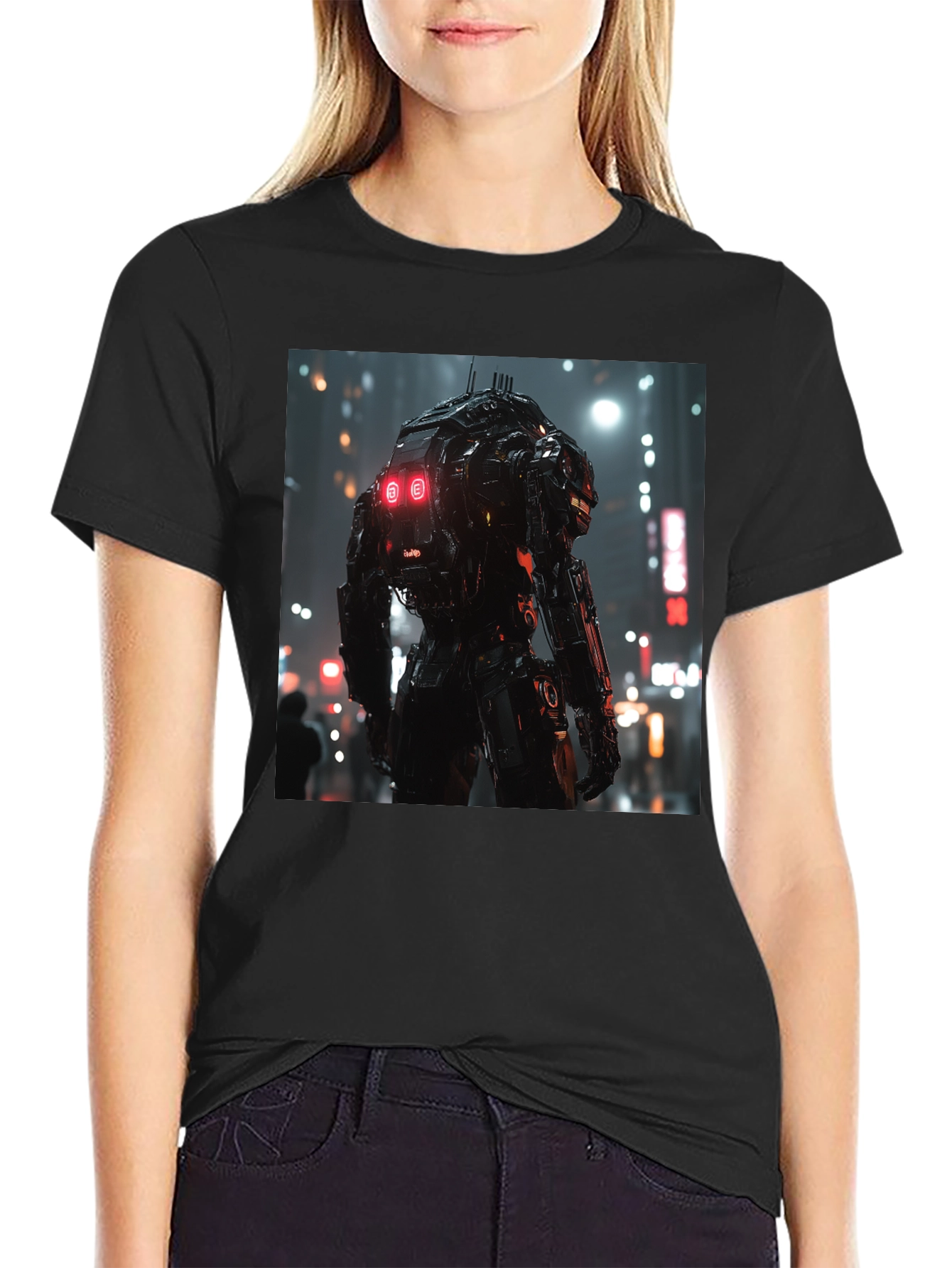 Sci-Fi Robot Cityscape Graphic Tee
