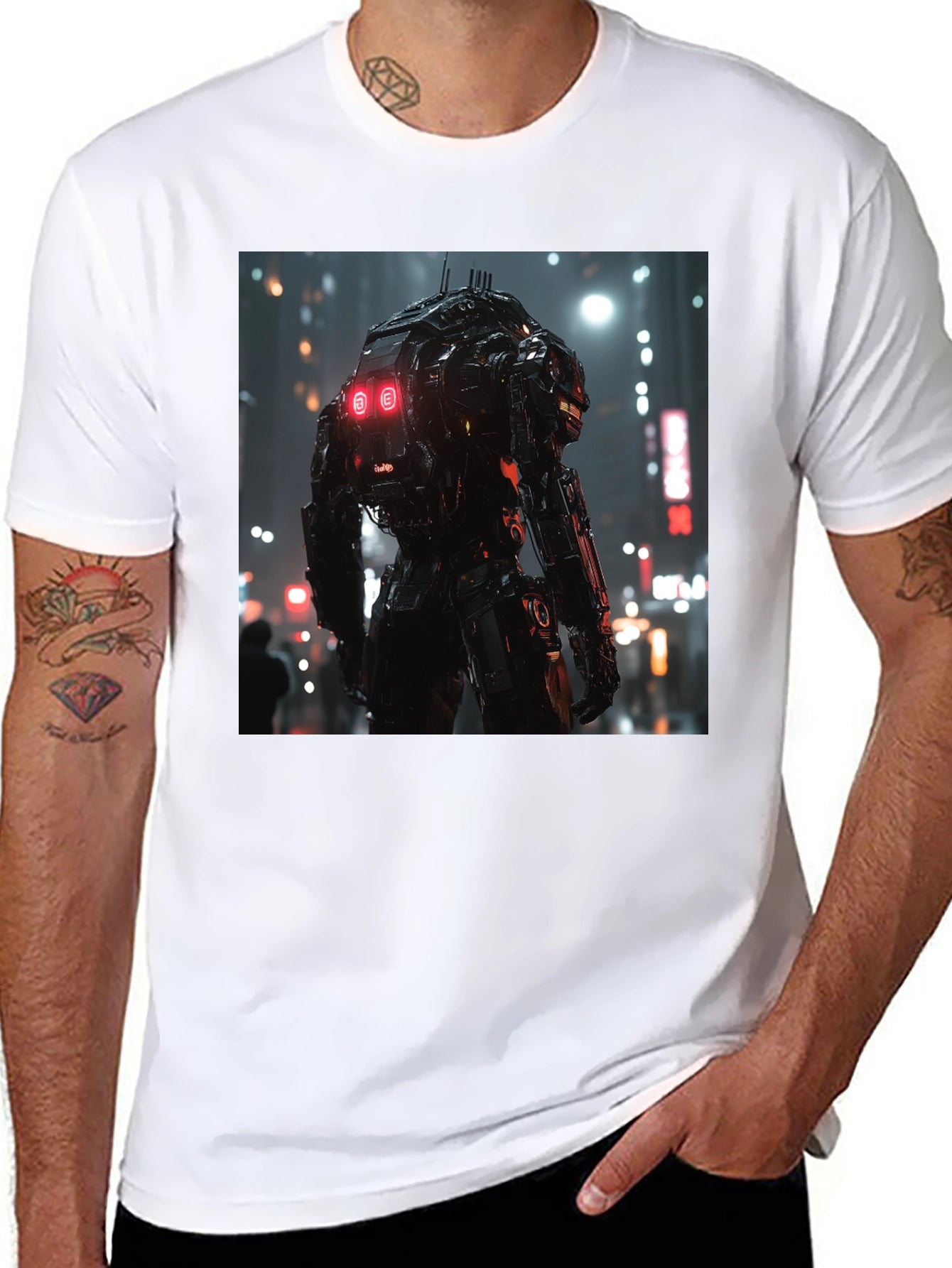 Sci-Fi Robot Cityscape Graphic Tee