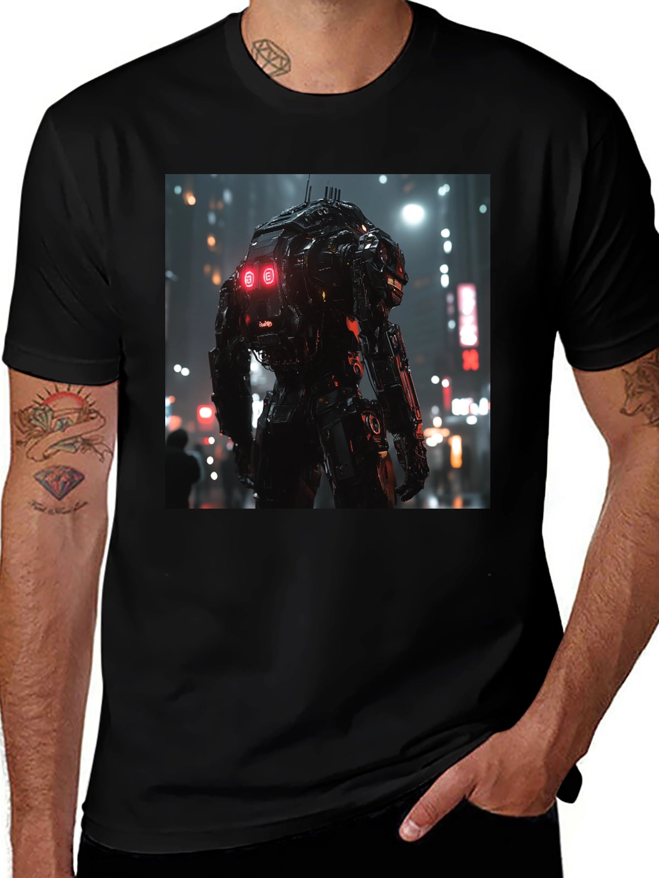 Sci-Fi Robot Cityscape Graphic Tee