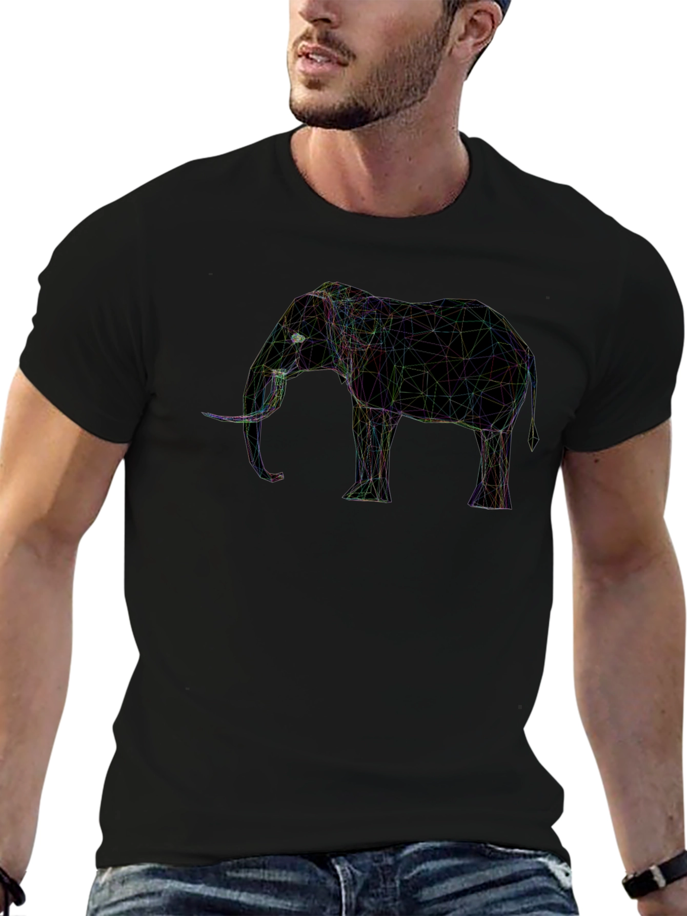 Geometric Elephant Graphic Print T-Shirt