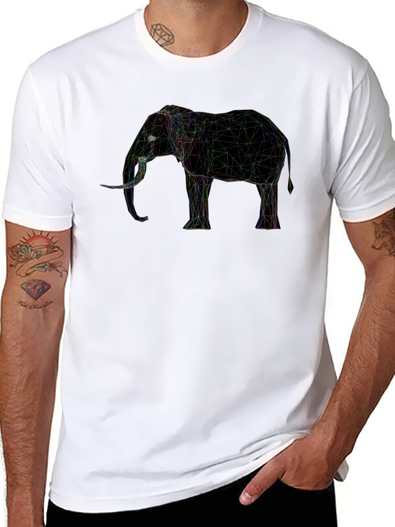 Geometric Elephant Graphic Print T-Shirt