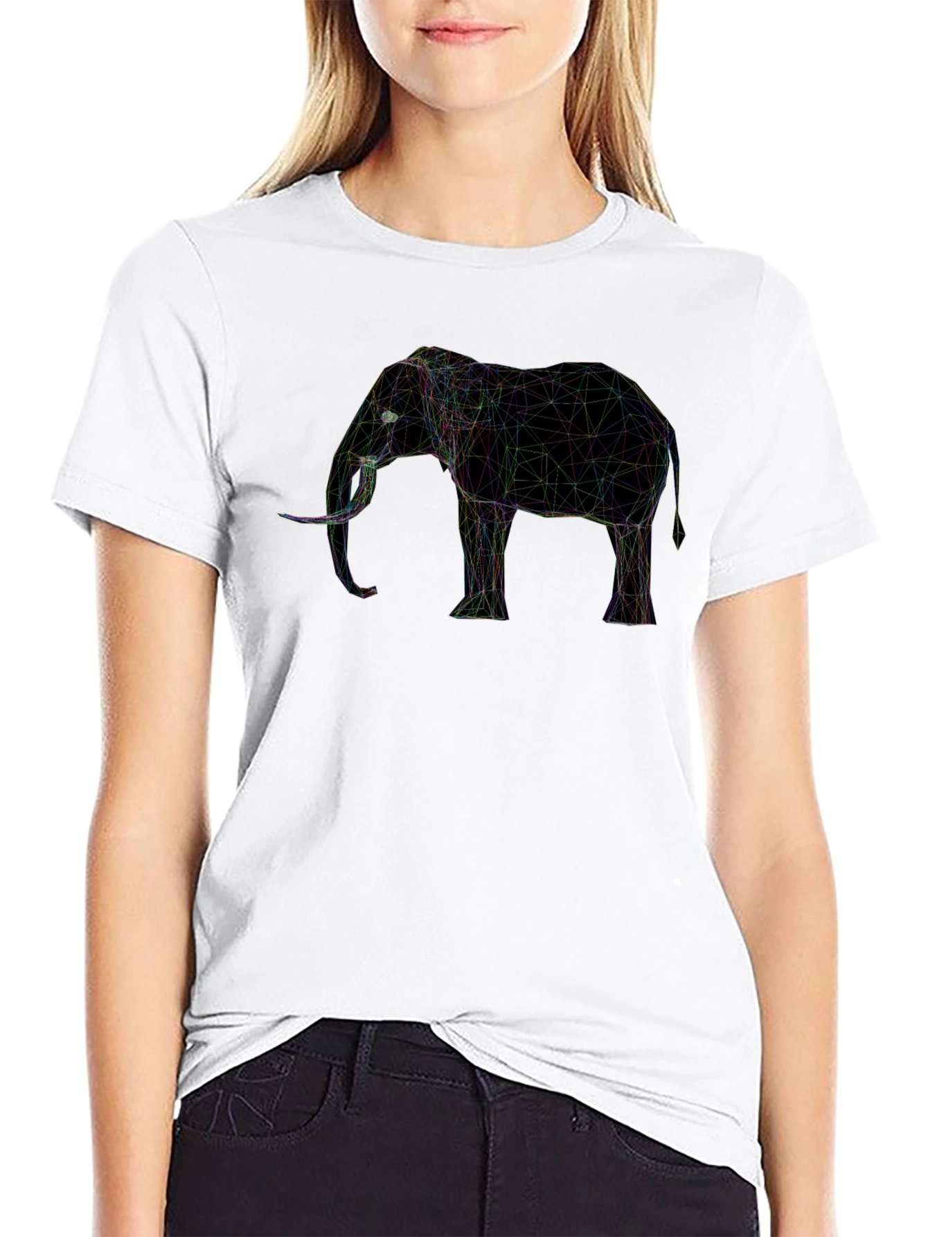 Geometric Elephant Graphic Print T-Shirt