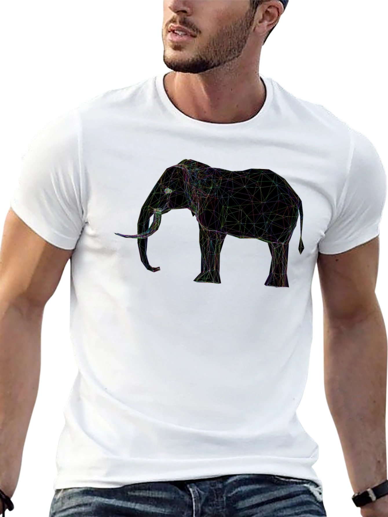 Geometric Elephant Graphic Print T-Shirt