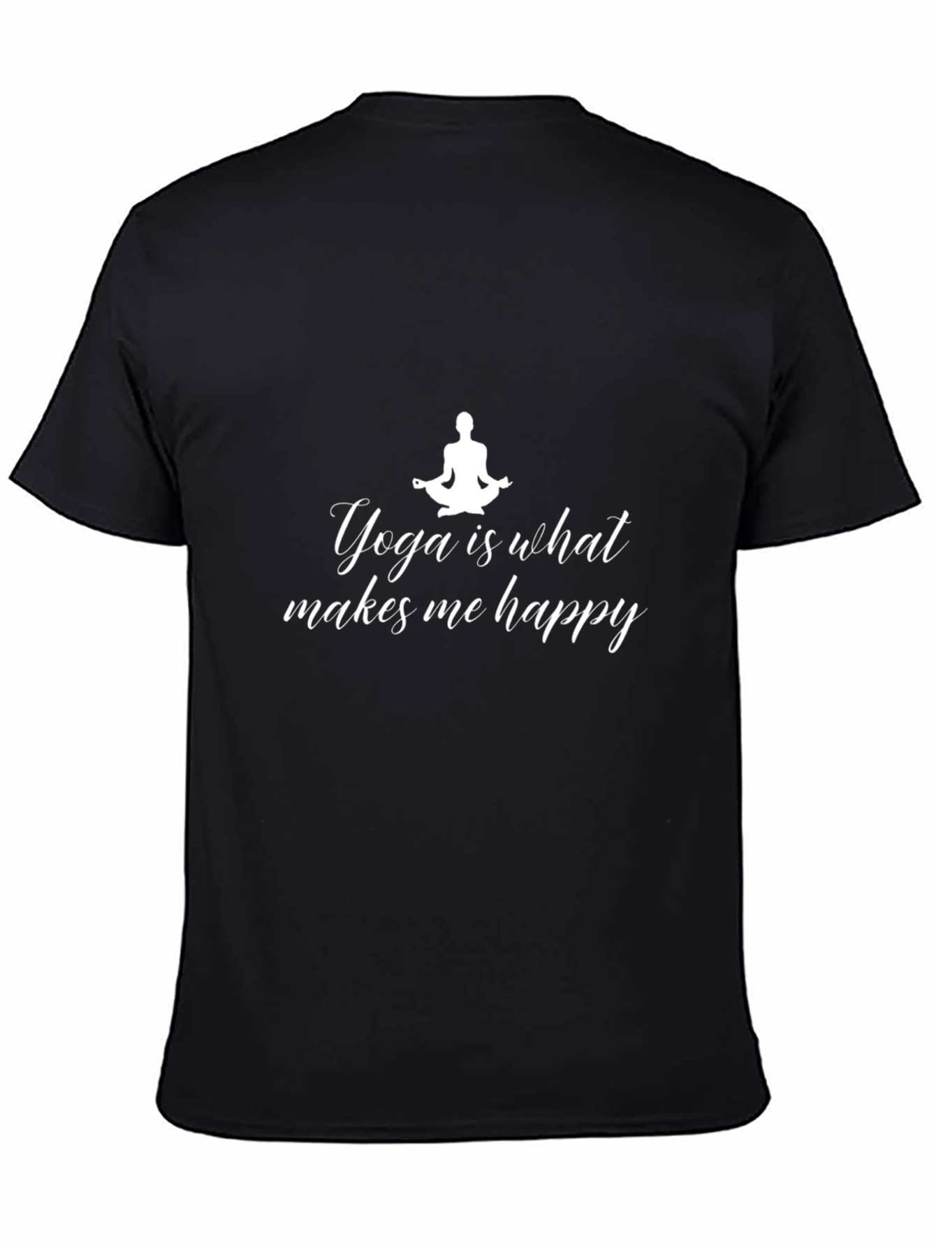 Yoga Makes Me Happy T-Shirt - Black Cotton Tee