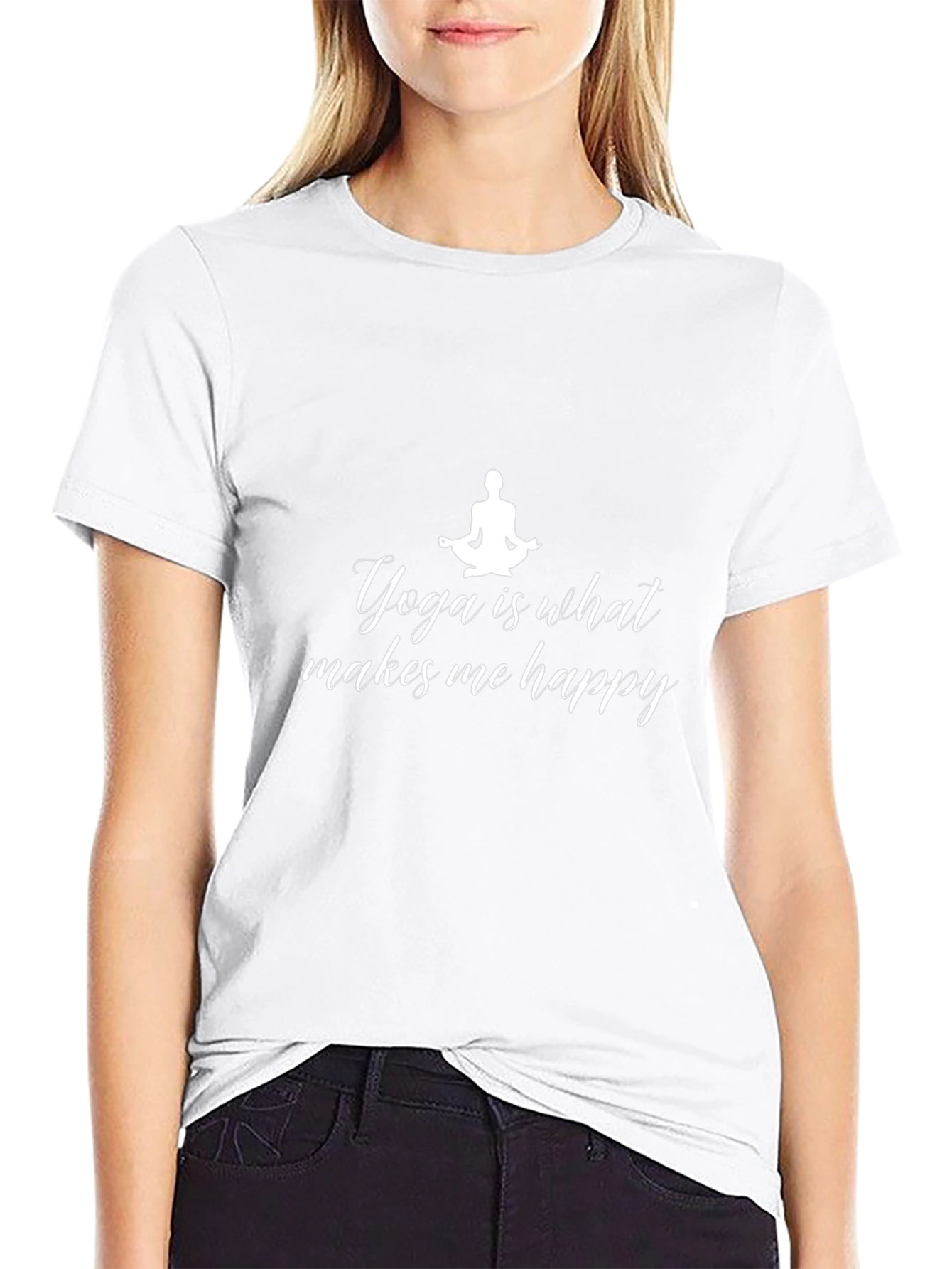 Yoga Makes Me Happy T-Shirt - Black Cotton Tee