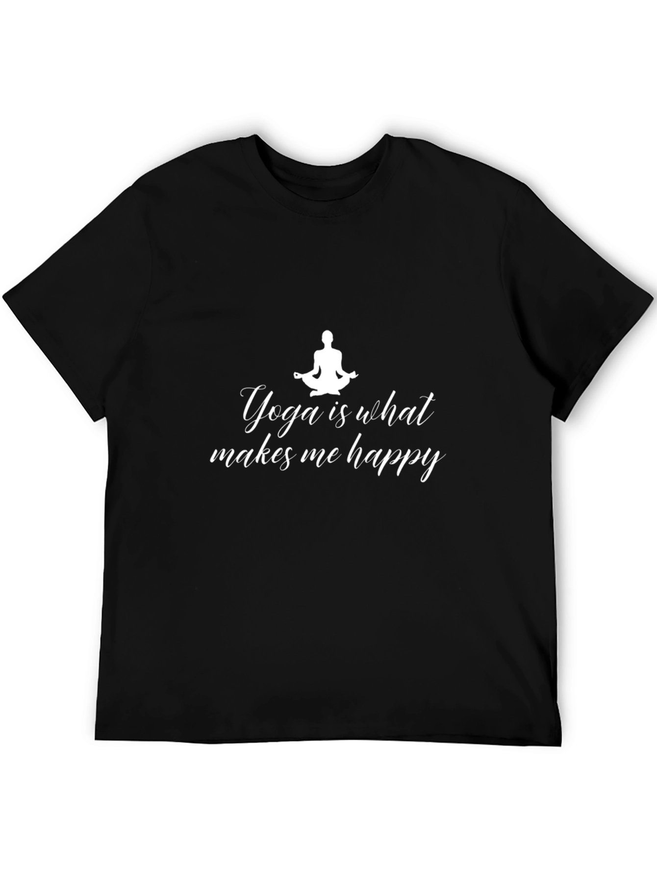Yoga Makes Me Happy T-Shirt - Black Cotton Tee
