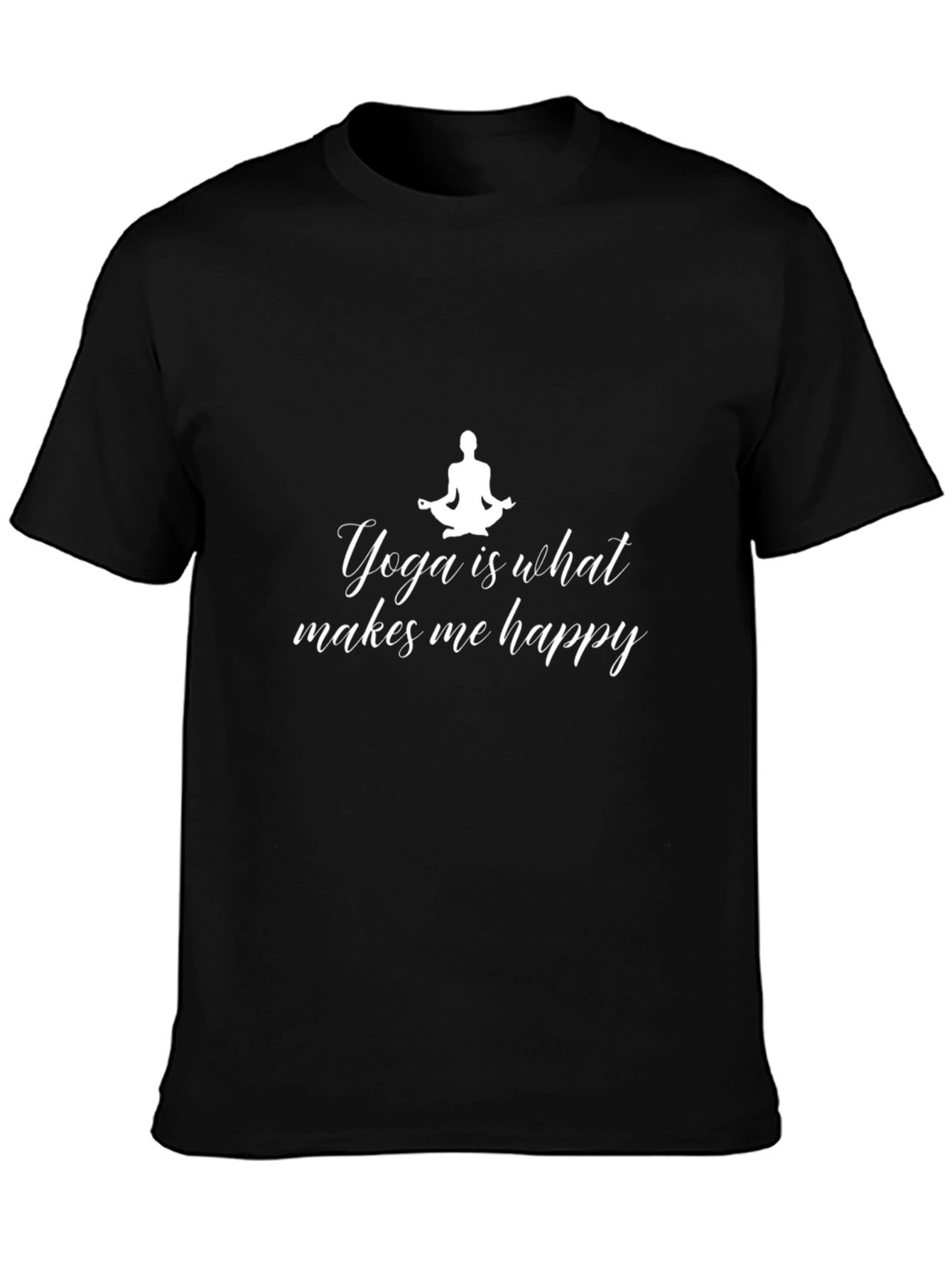 Yoga Makes Me Happy T-Shirt - Black Cotton Tee
