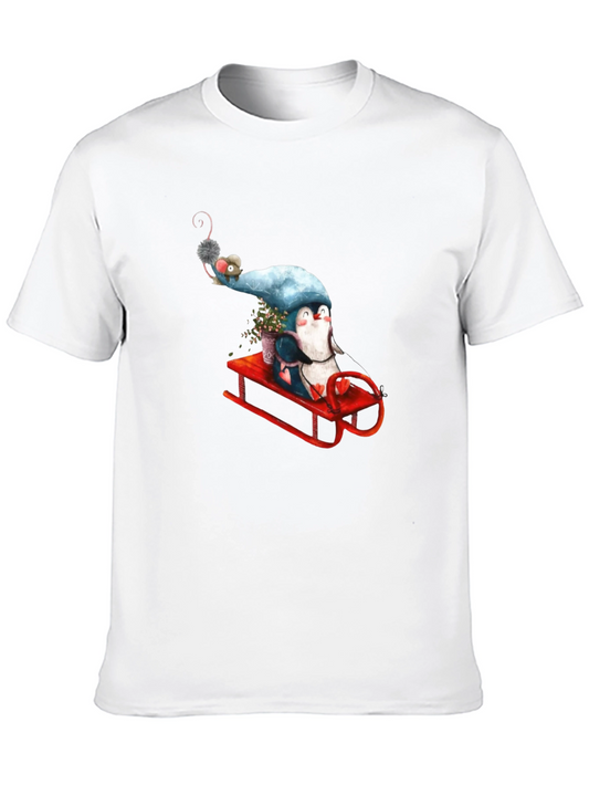 Penguin Sleigh Ride T-Shirt - Whimsical Black Tee