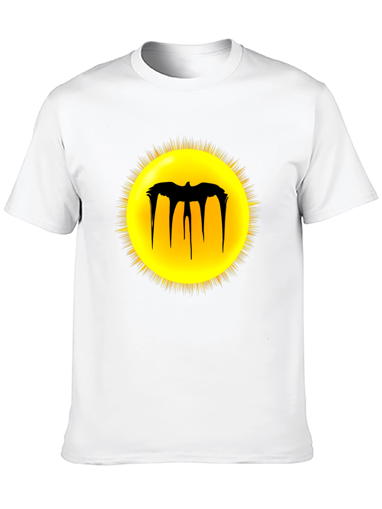 Black Graphic Tee - Melting Bat Sun Design