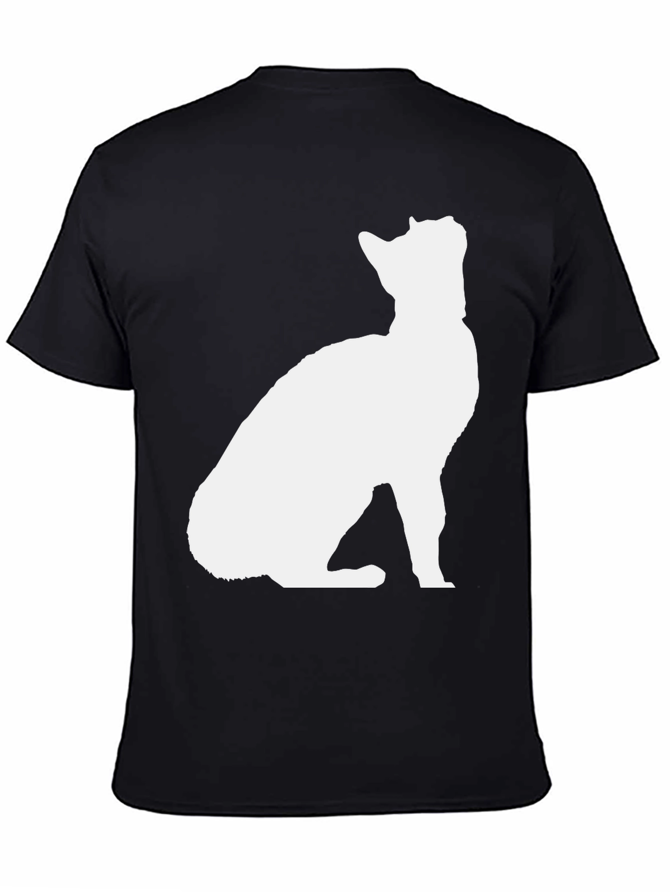 Cat Silhouette Graphic Tee - Black Cotton Blend Shirt