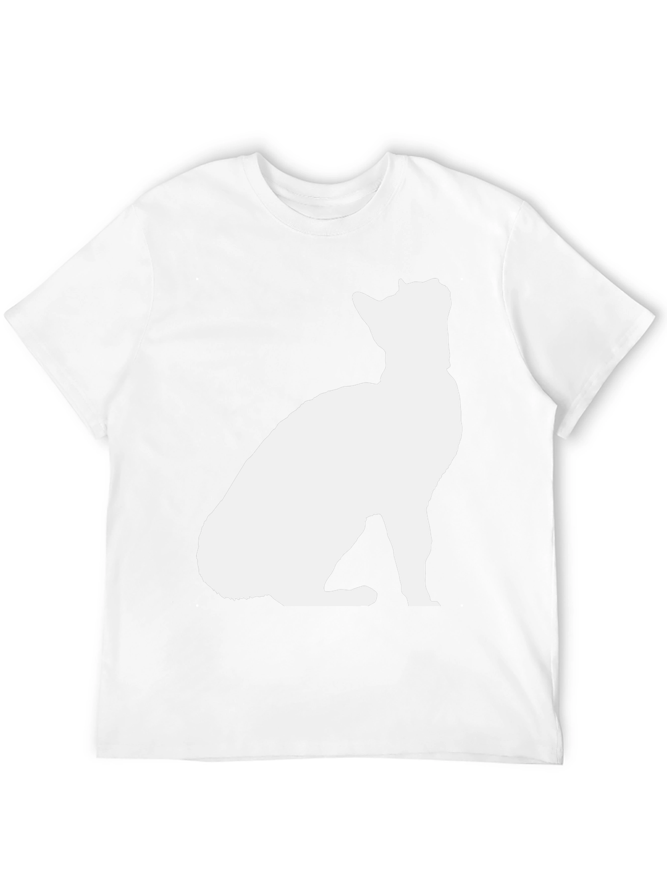 Cat Silhouette Graphic Tee - Black Cotton Blend Shirt