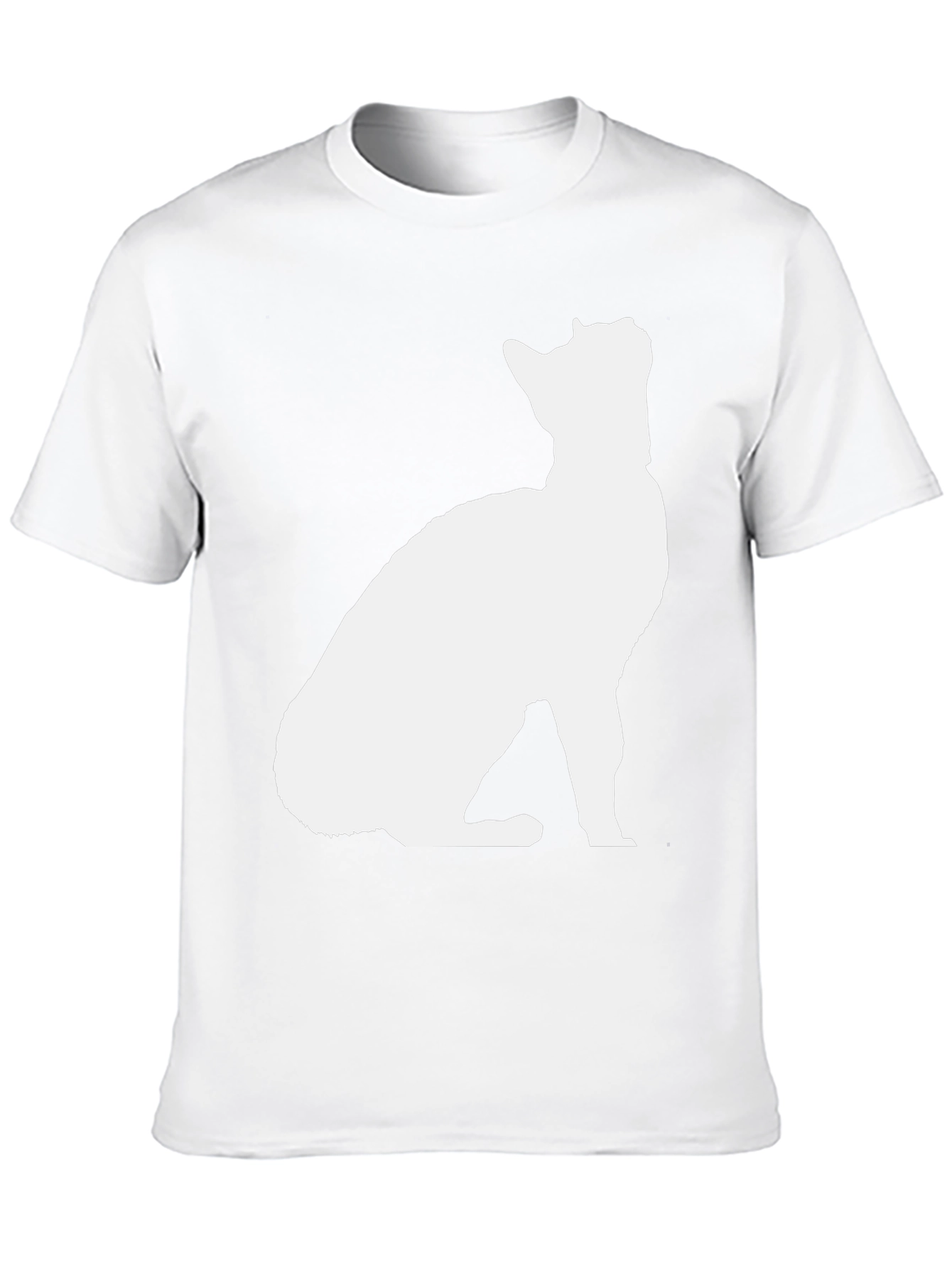 Cat Silhouette Graphic Tee - Black Cotton Blend Shirt